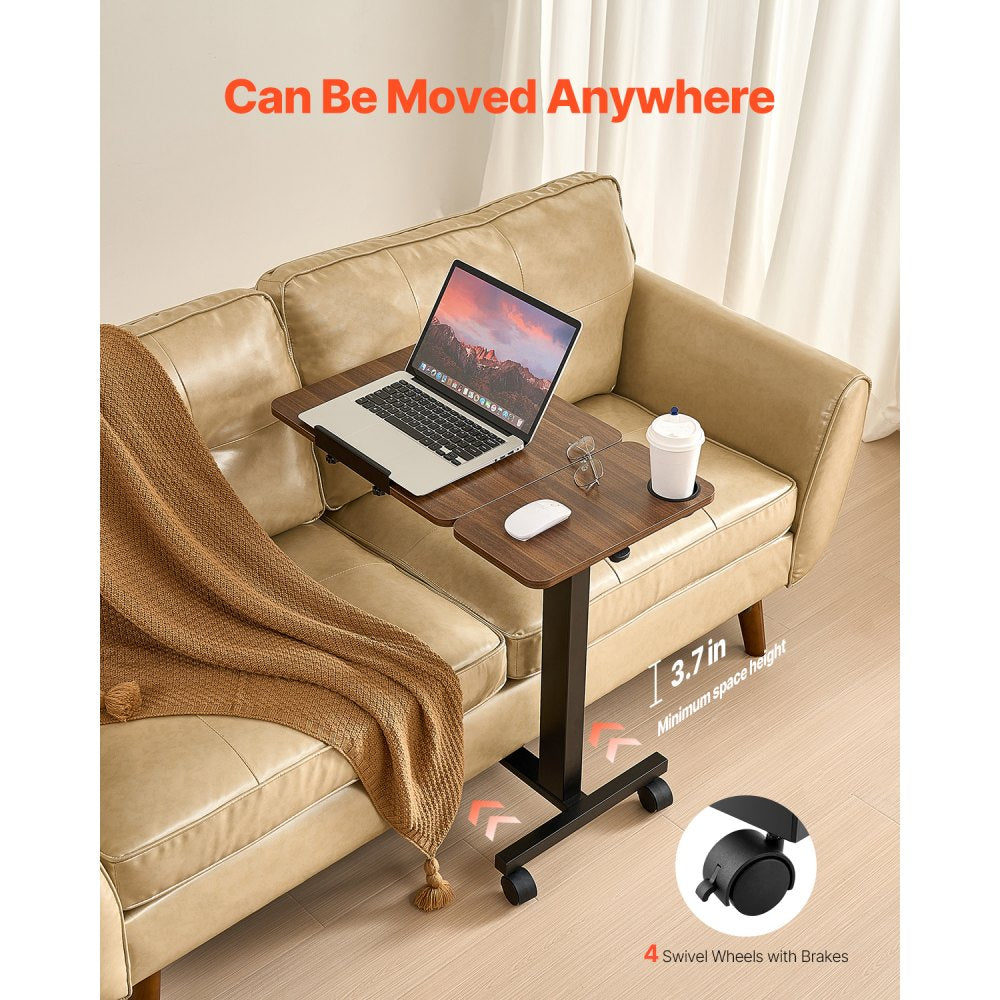 VEVOR Overbed Table Mobile Bed Side Desk with Flip Desktop Wheels & Cup Holder