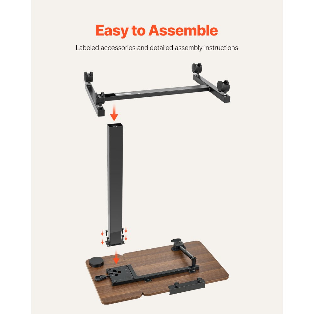 VEVOR Overbed Table Mobile Bed Side Desk with Flip Desktop Wheels & Cup Holder