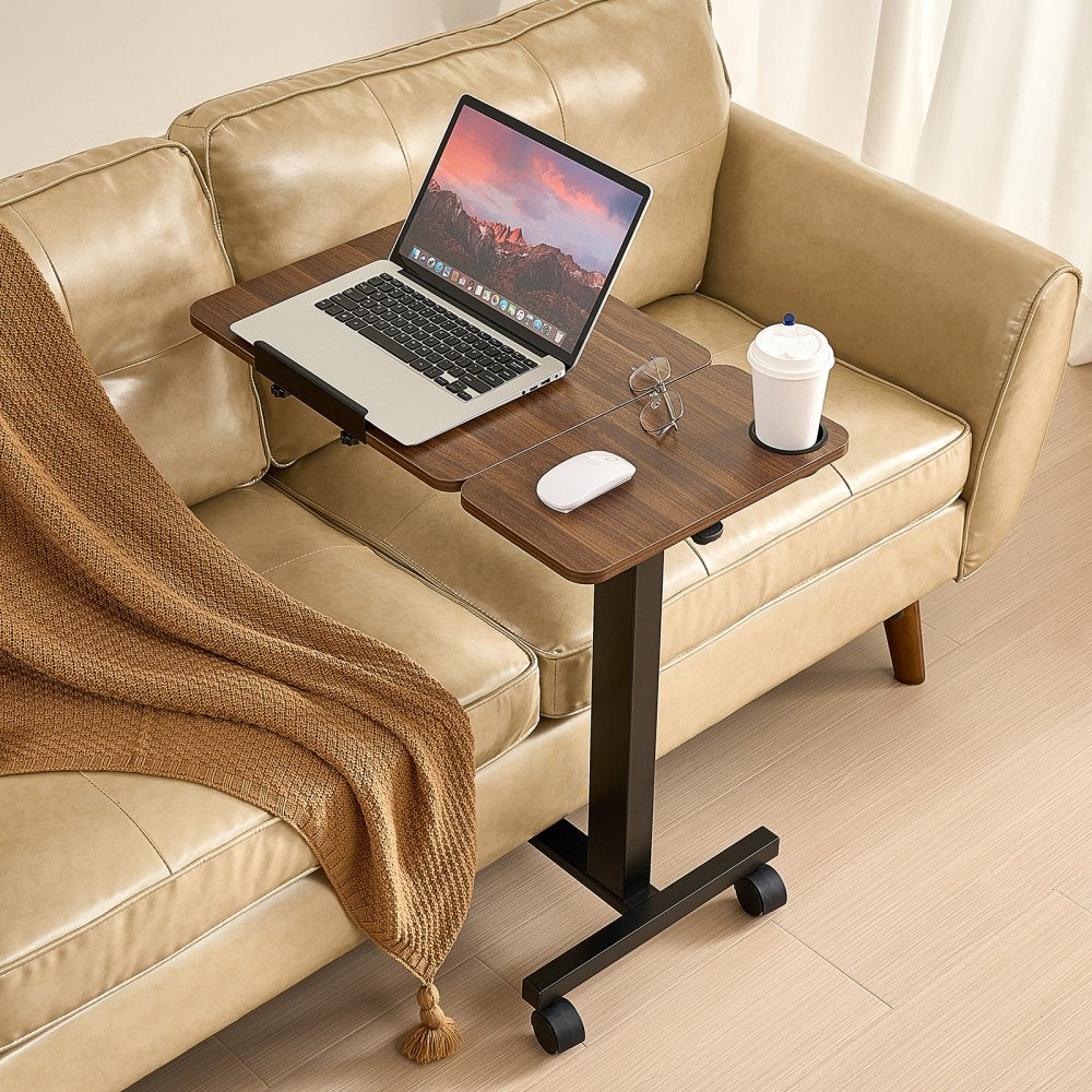 VEVOR Overbed Table Mobile Bed Side Desk with Flip Desktop Wheels & Cup Holder