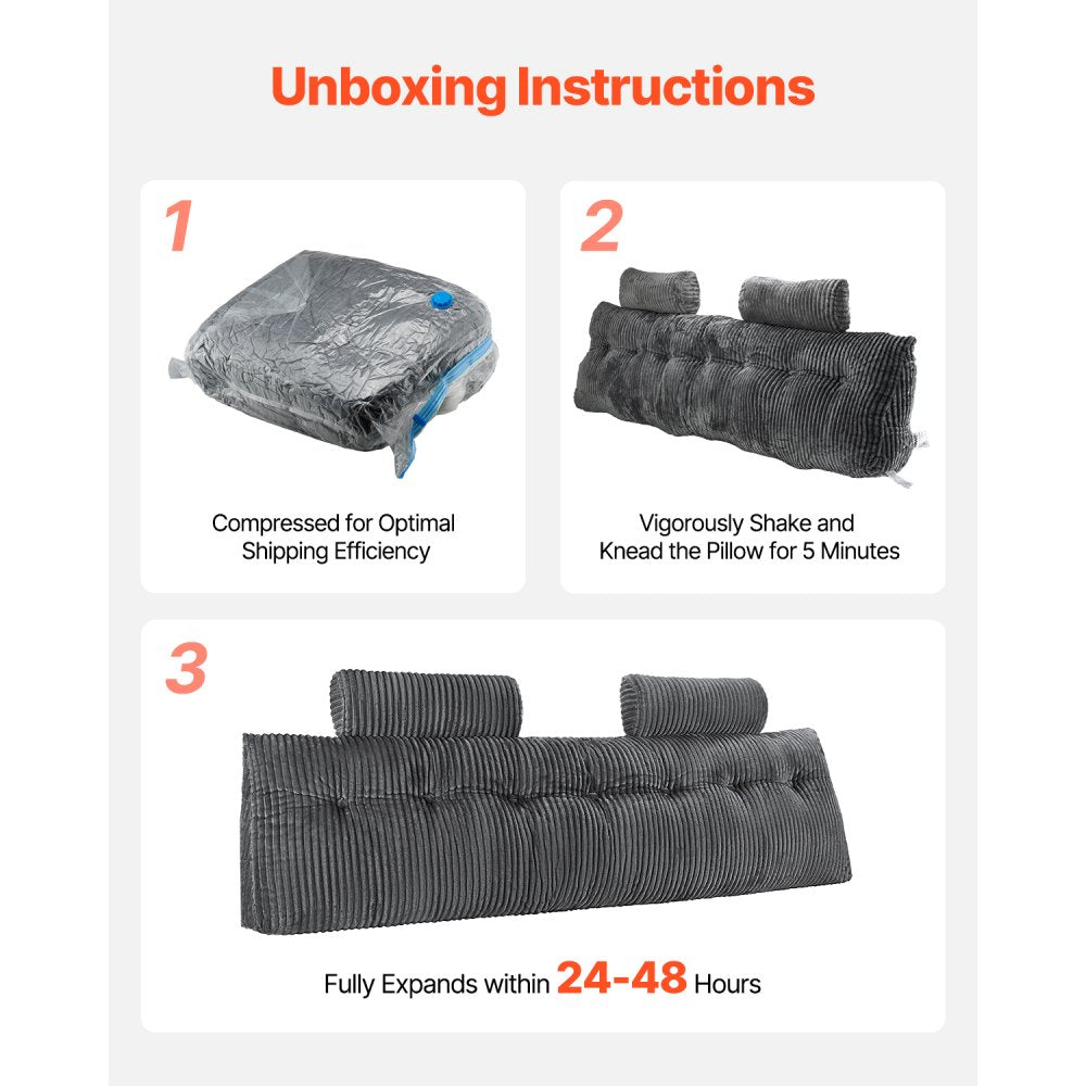 VEVOR Headboard Pillow King Wedge Headboard Pillow with 2 Pockets & Headrests