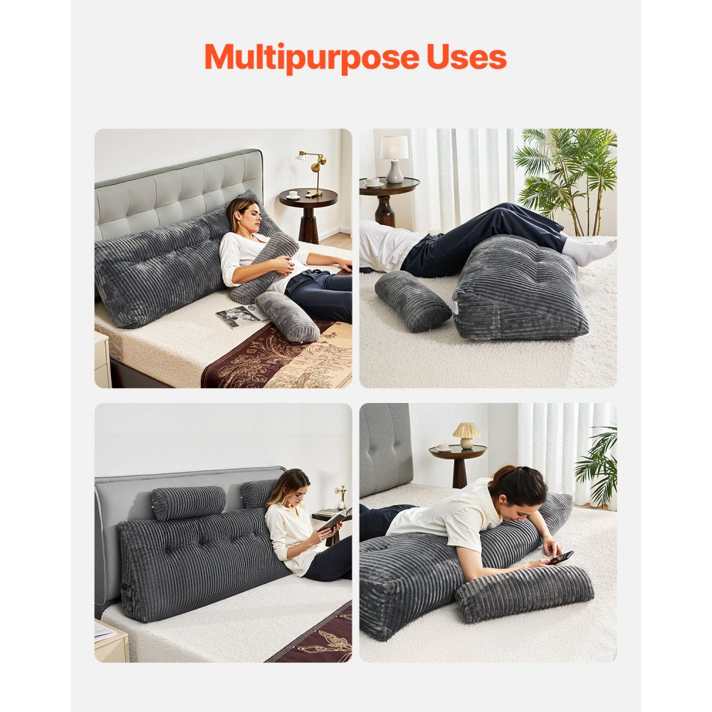 VEVOR Headboard Pillow King Wedge Headboard Pillow with 2 Pockets & Headrests