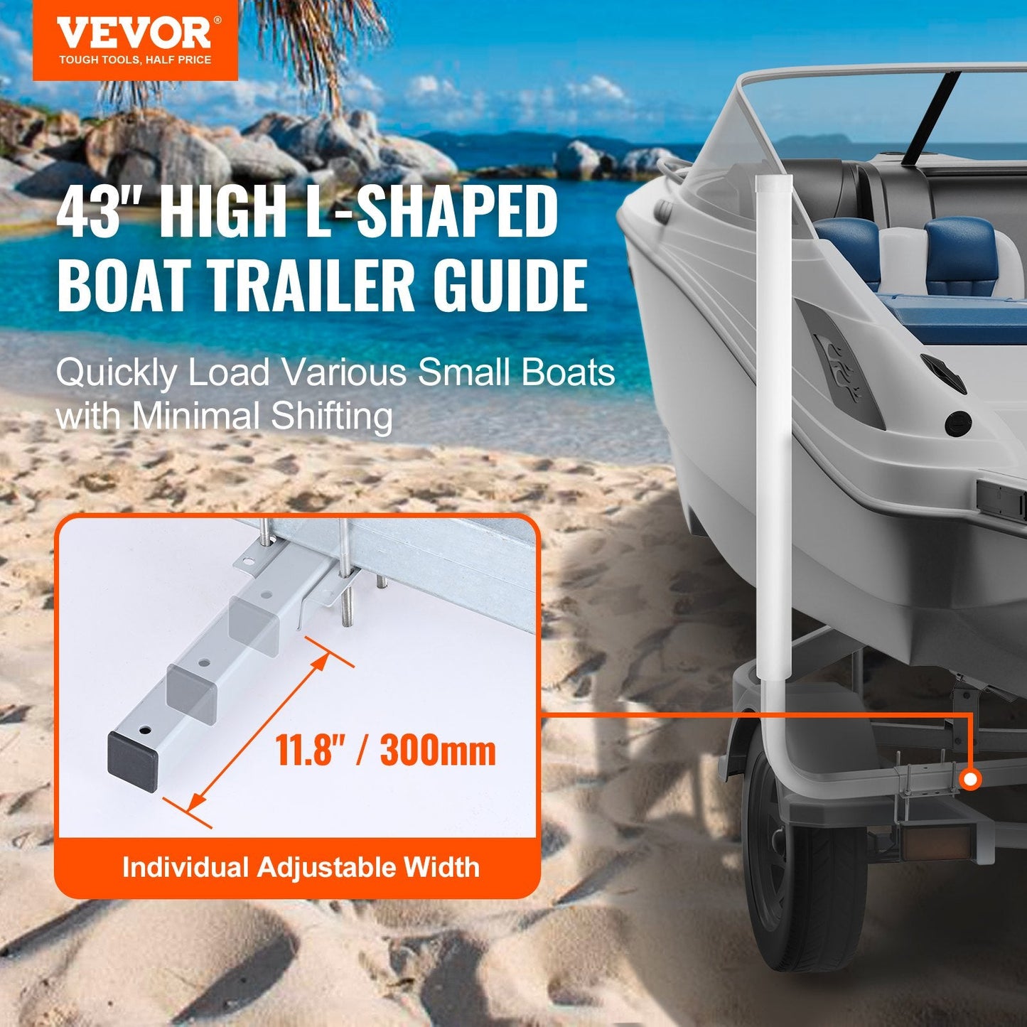 Adjustable 1.1M Boat Trailer Guide Poles, Rustproof Steel, 2PCS for Versatile Use