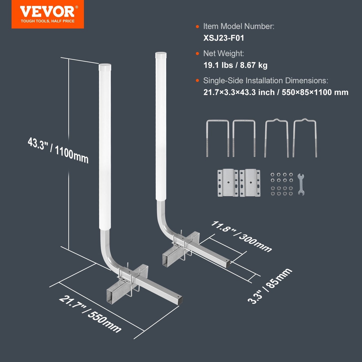 Adjustable 1.1M Boat Trailer Guide Poles, Rustproof Steel, 2PCS for Versatile Use