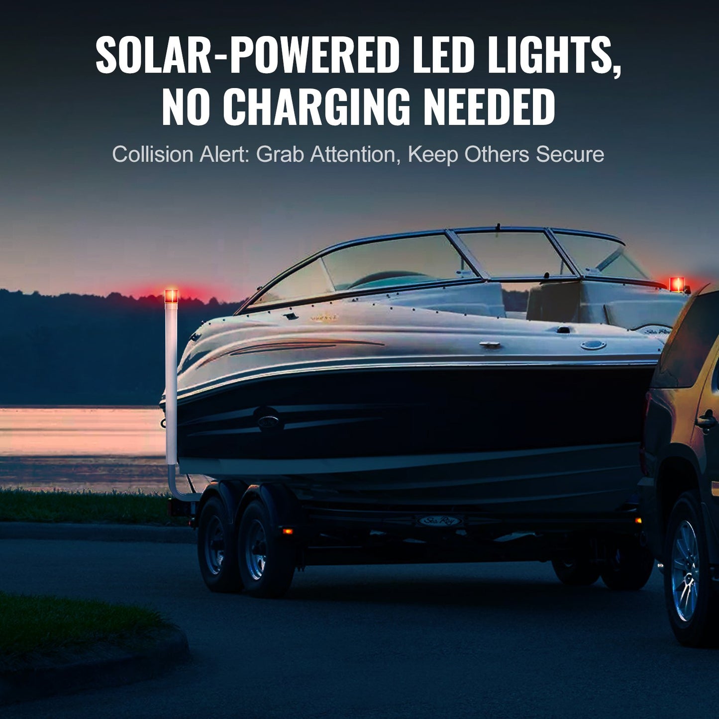 VEVOR Boat Trailer Guide, 1.17M with LED Light Trailer Guide Poles, 2PCS Rustproof