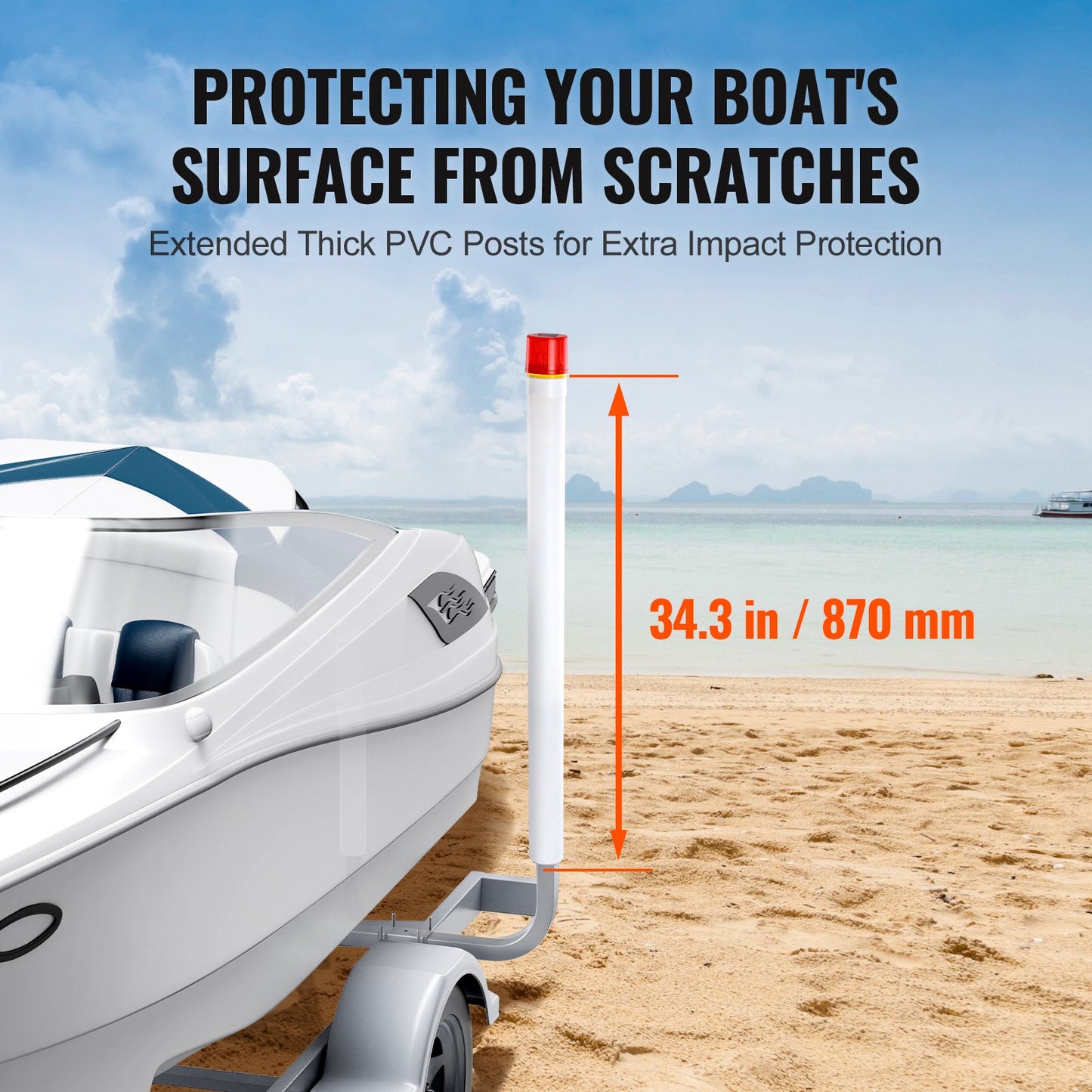 VEVOR Boat Trailer Guide, 1.17M with LED Light Trailer Guide Poles, 2PCS Rustproof