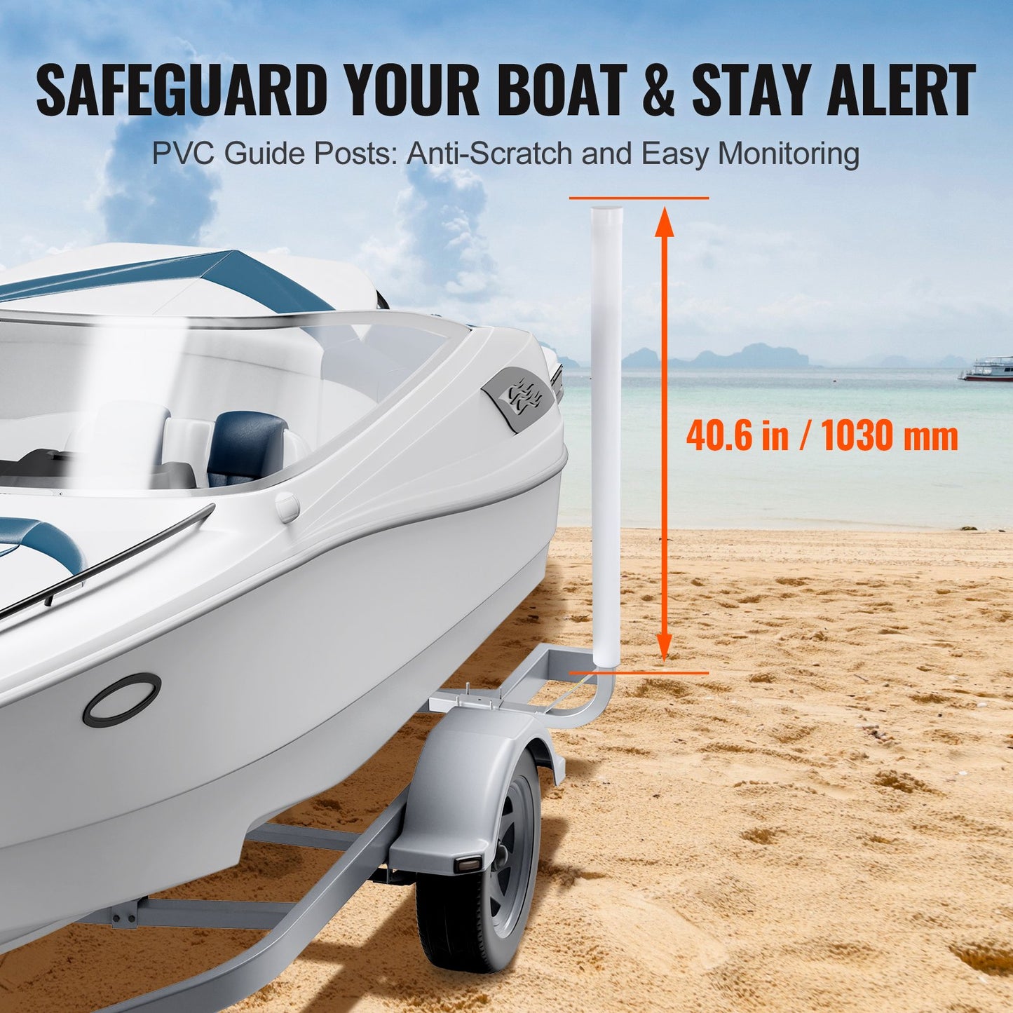 VEVOR Boat Trailer Guide, 1.2M Adjustable Design Trailer Guide Poles, 2PCS Rustproof