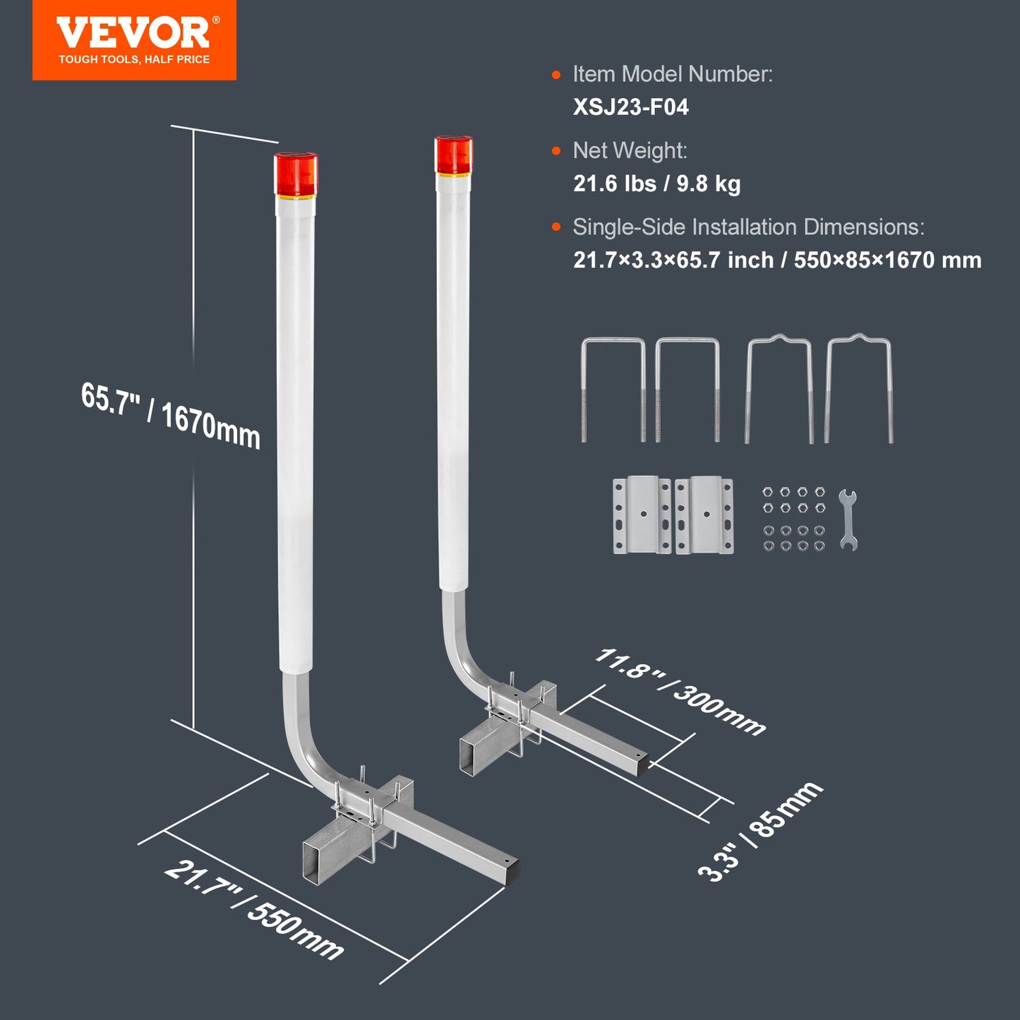 VEVOR Boat Trailer Guide, 1.57M with LED Light Trailer Guide Poles, 2PCS Rustproof
