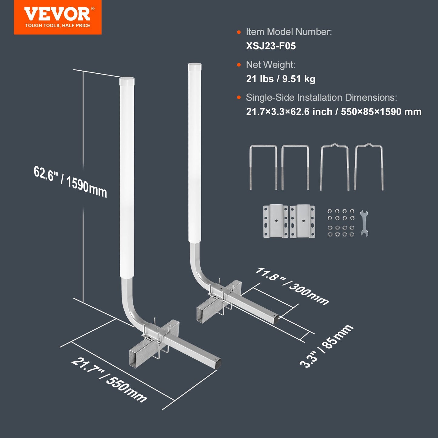 VEVOR Boat Trailer Guide, 1.5M Adjustable Design Trailer Guide Poles, 2PCS Rustproof