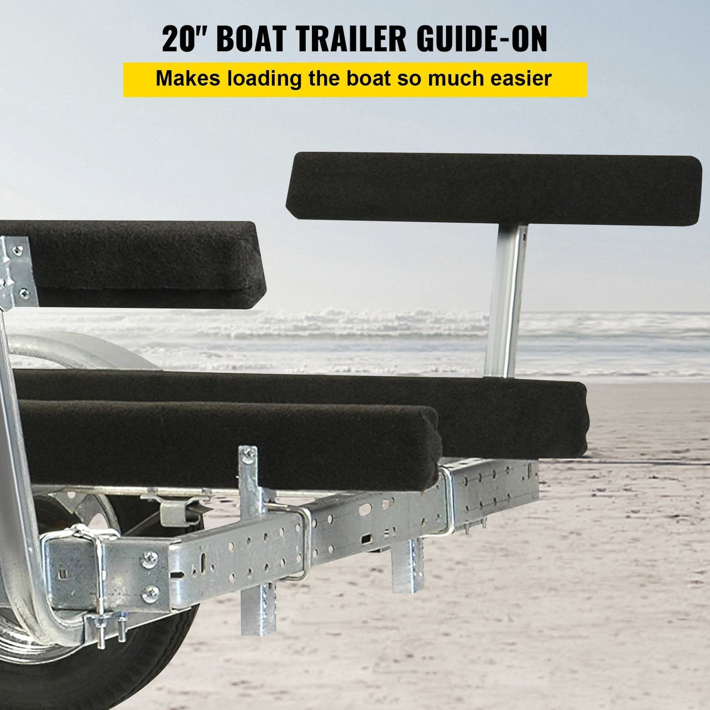 Steel Boat Trailer Guide-Ons with Carpet Padding, Adjustable & Easy Mount, 2 PCS