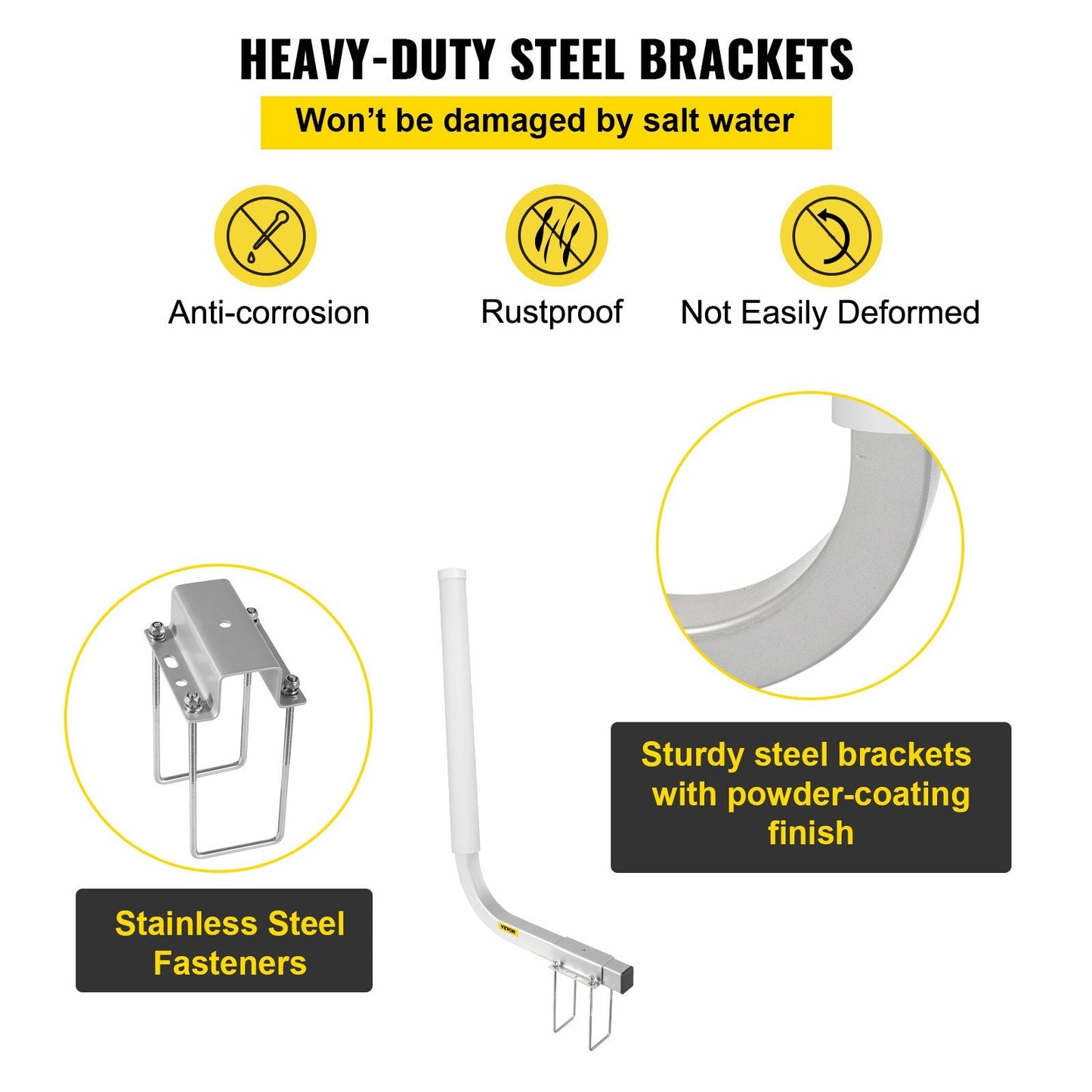 Steel Boat Trailer Guide-ons, 0.55m with PVC Covers, Adjustable and Easy Mount