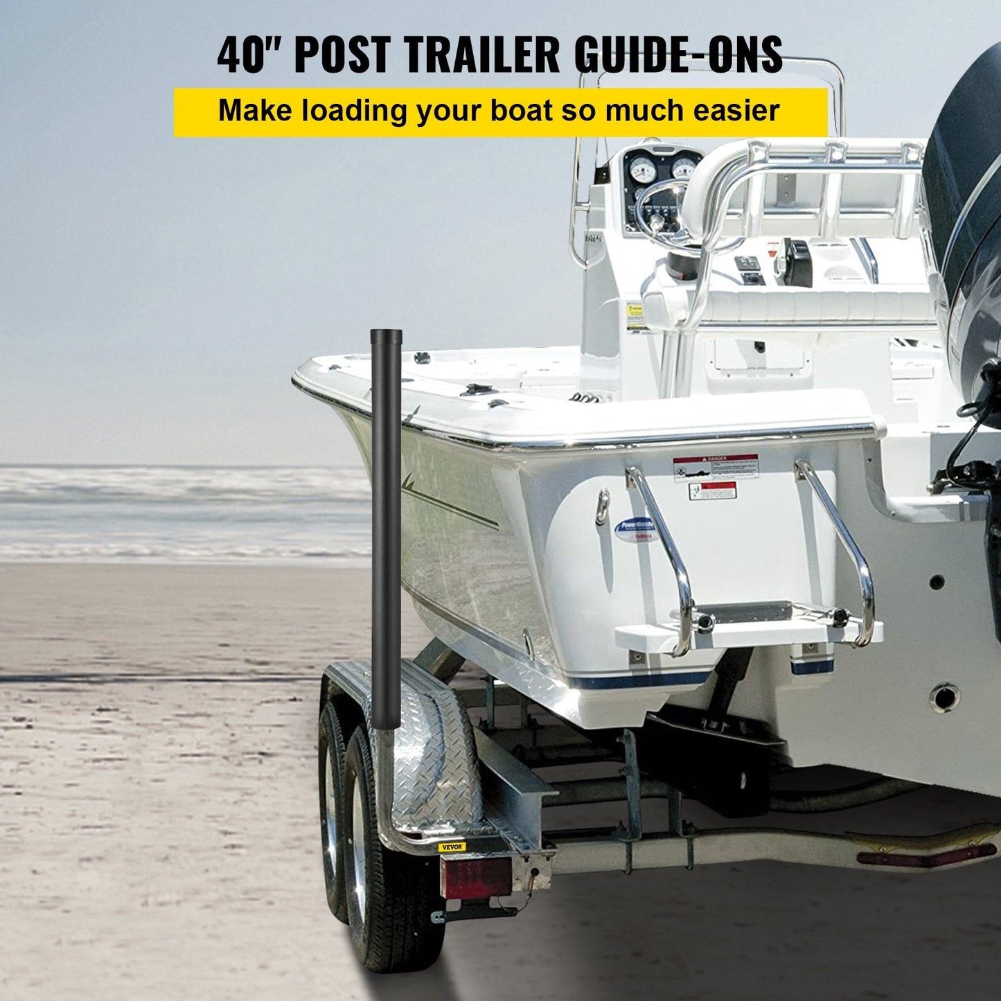 Galvanized Steel Trailer Guides (2PCS), 102 cm, with PVC Covers and Mount Kit
