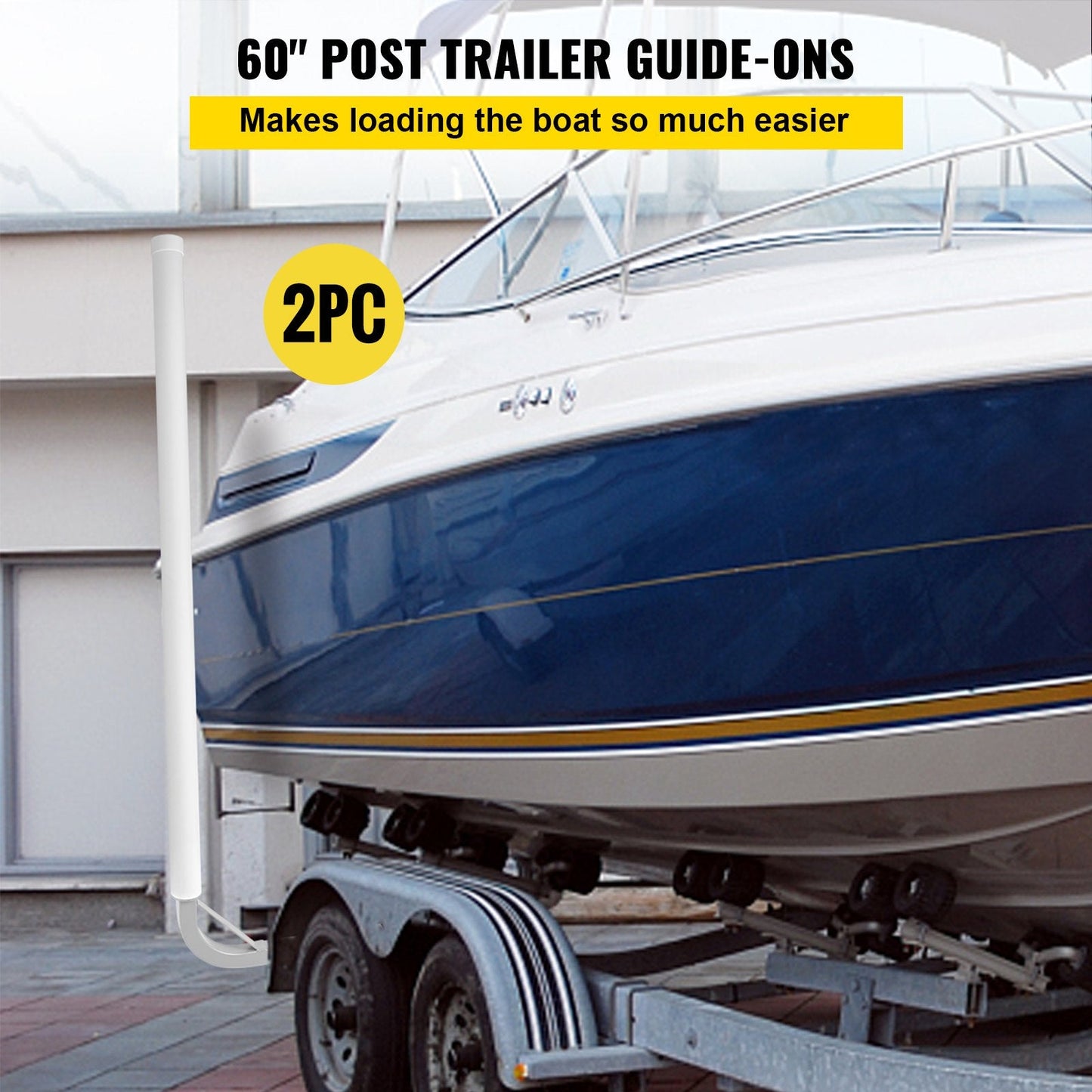 Steel Boat Trailer Guide-ons with PVC Covers, Adjustable 1.5m, Set of 2