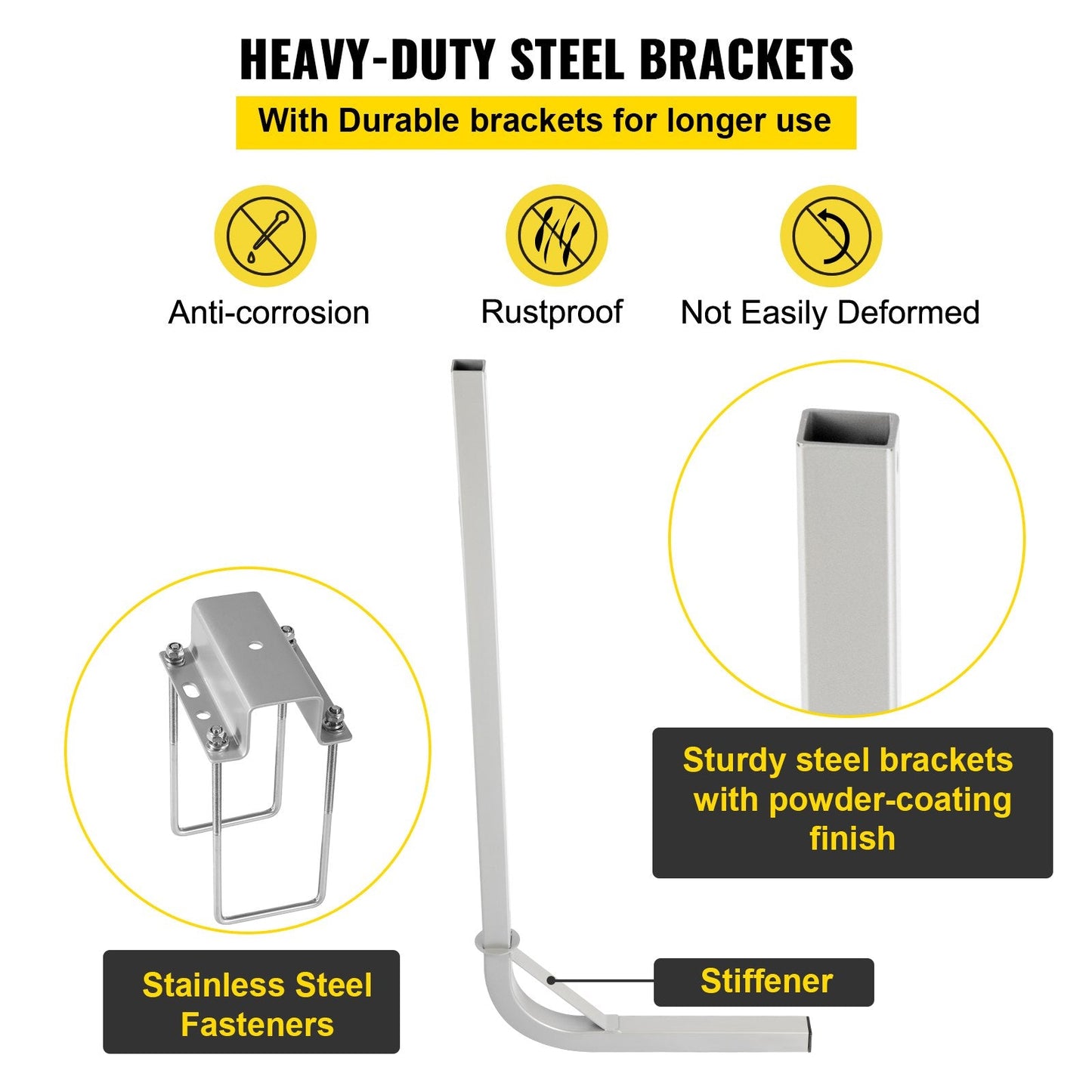 Steel Boat Trailer Guide-ons with PVC Covers, Adjustable 1.5m, Set of 2