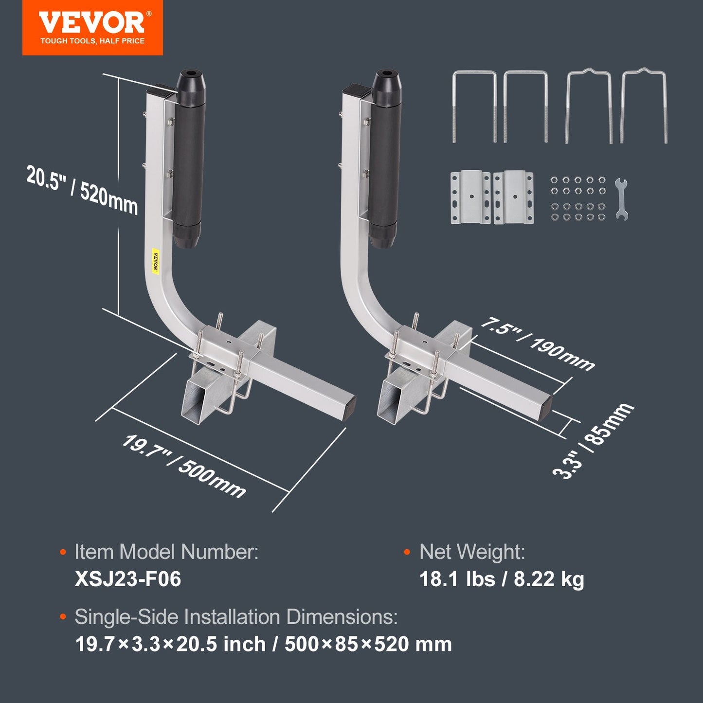 Adjustable 0.52m Boat Trailer Guide Poles, Rustproof Steel, Heavy Duty Design