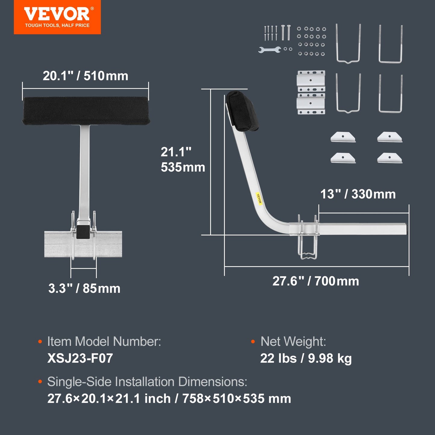 VEVOR Boat Trailer Guide, 0.7M Adjustable Design Short Bunk Guide-Ons, 2PCS Rustproof