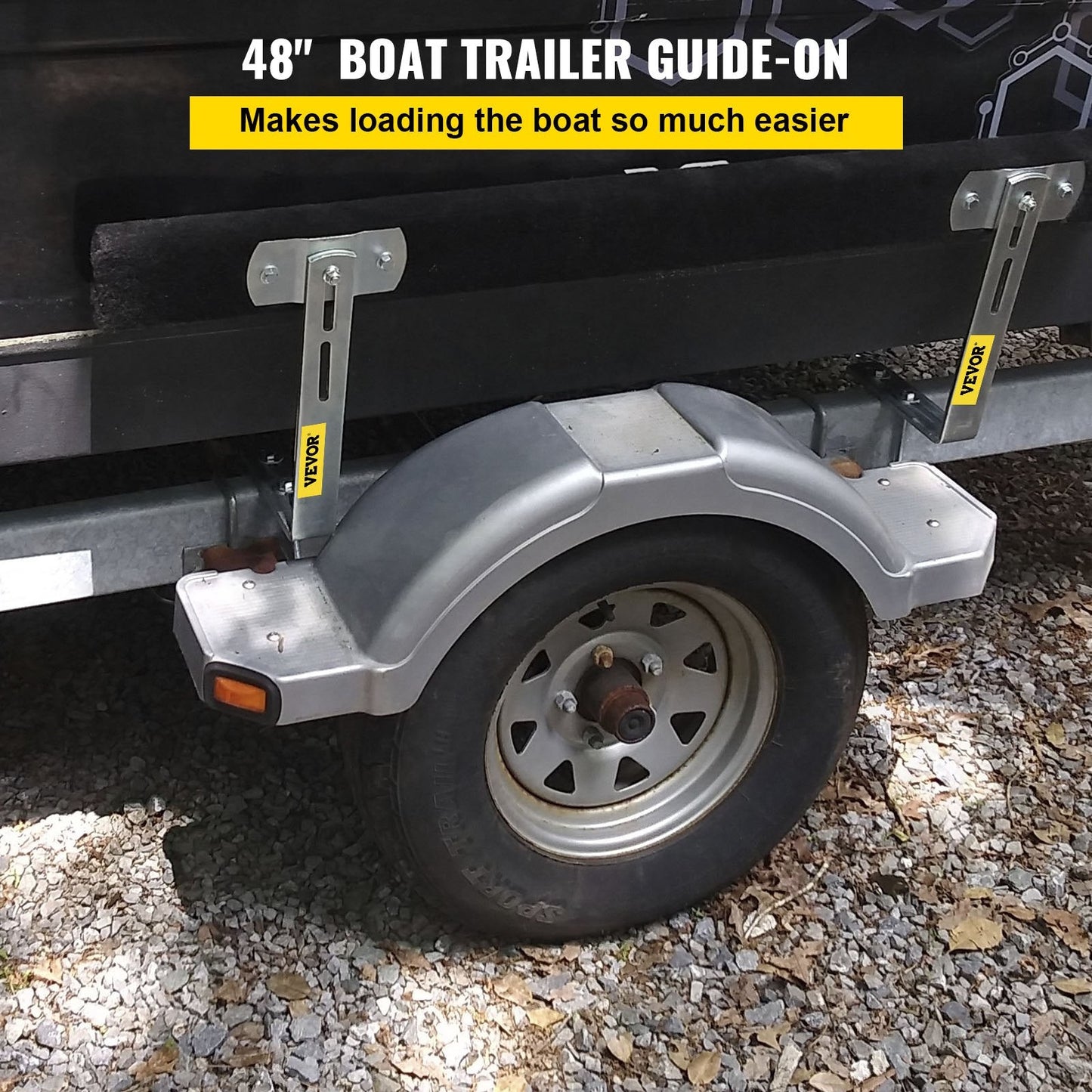 Rustproof Steel Boat Trailer Guides, 1.2m Adjustable, Carpet-Padded Boards