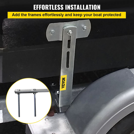 Rustproof Steel Boat Trailer Guides, 1.2m Adjustable, Carpet-Padded Boards
