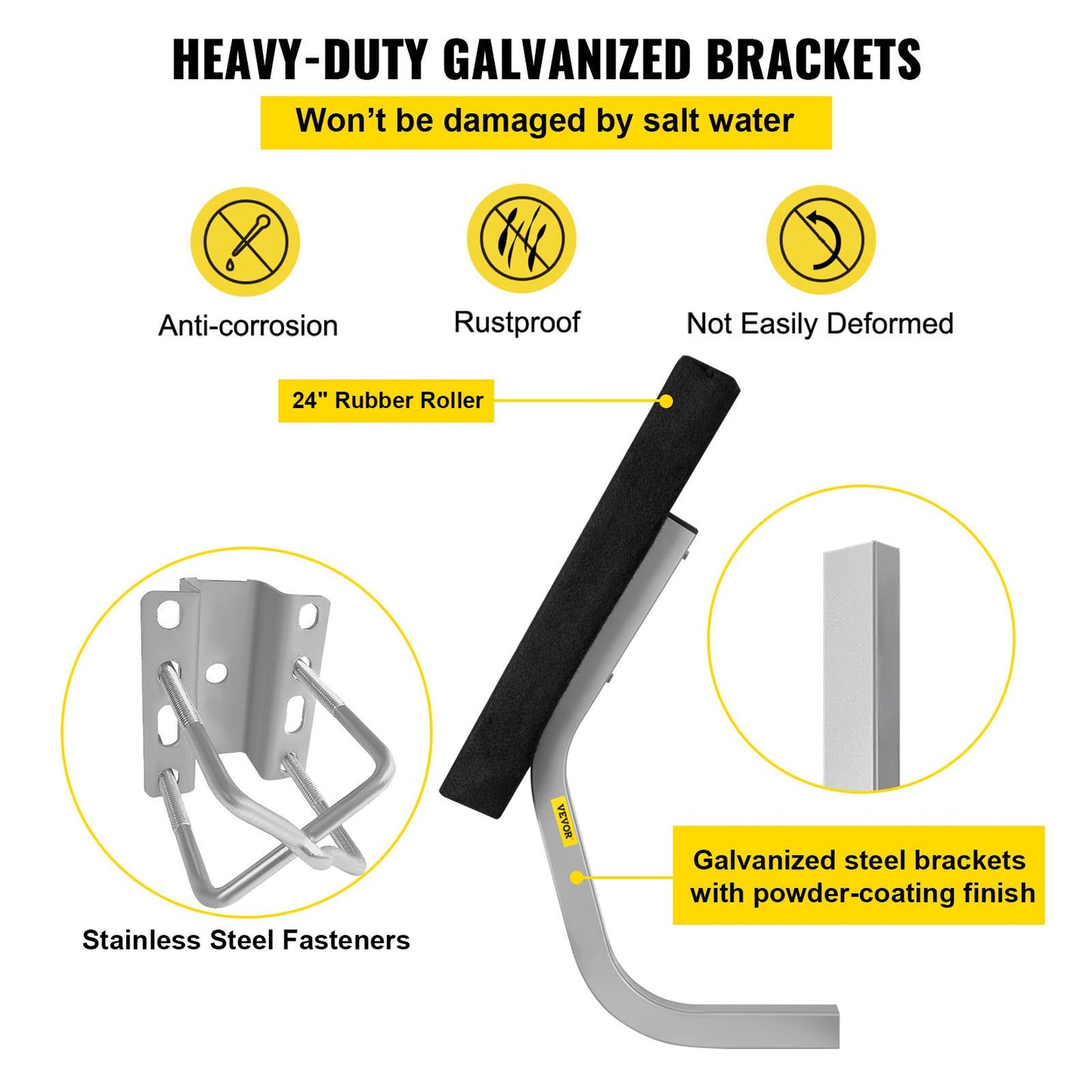 VEVOR Boat Trailer Guide on, 24\", One Pair Trailer Pontoon Bunk Board Guide-ons,