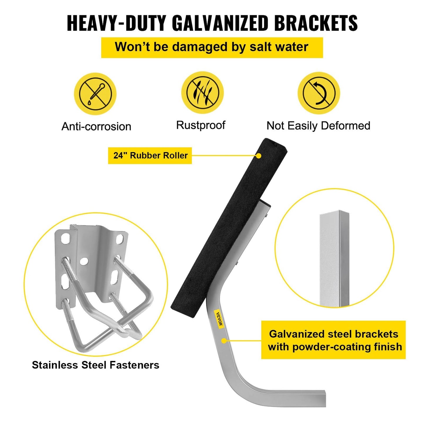 Steel Boat Trailer Guide-ons, 0.6m, Adjustable, Heavy-Duty with Mounting Kit