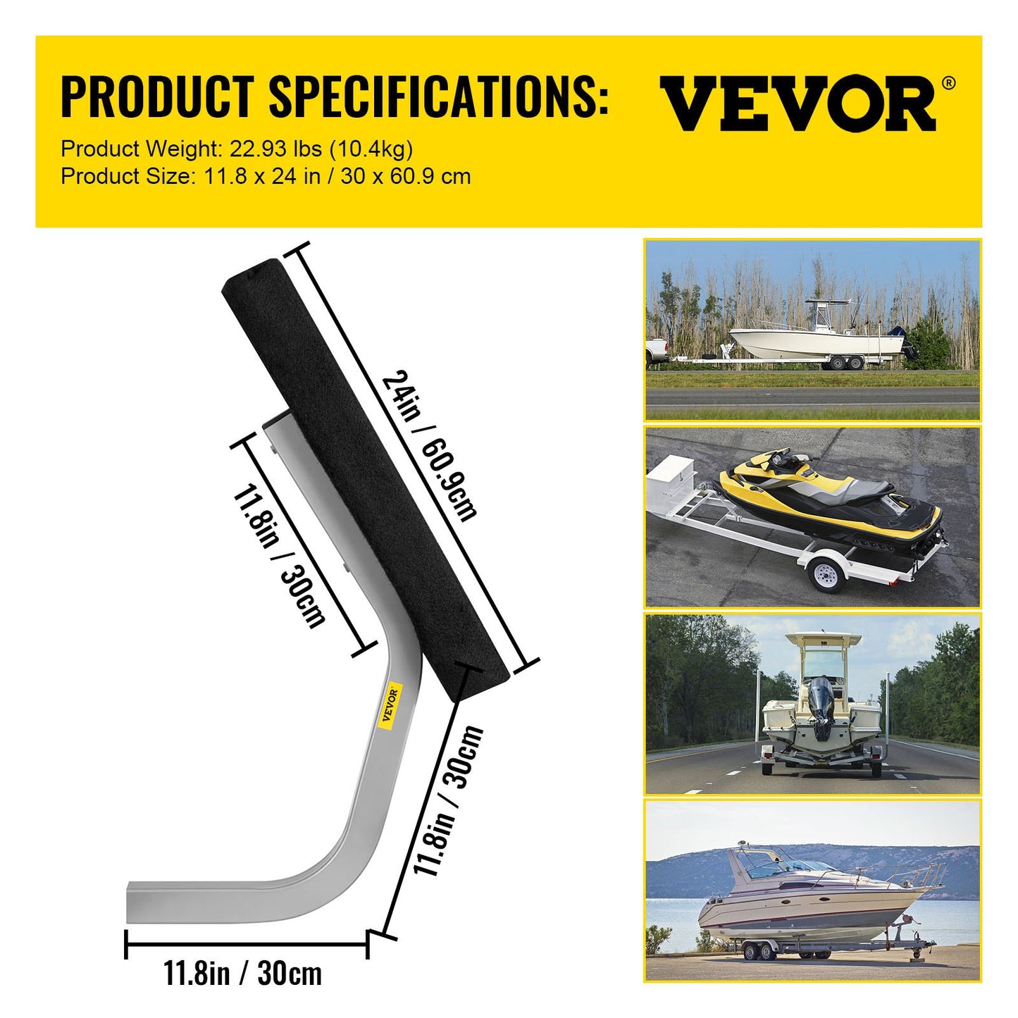 VEVOR Boat Trailer Guide on, 24\", One Pair Trailer Pontoon Bunk Board Guide-ons,