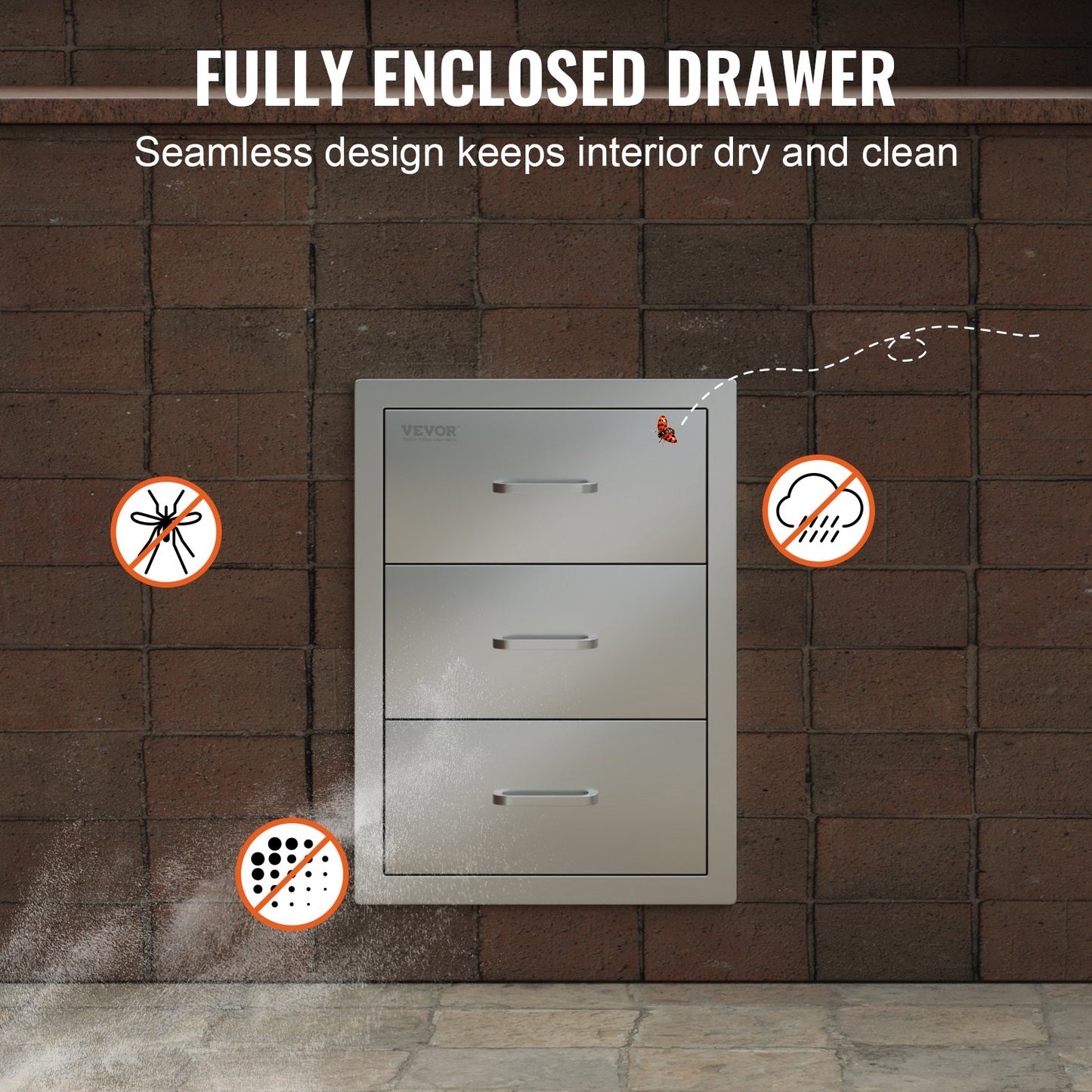 VEVOR Outdoor Kitchen Drawers, Flush Mount Triple Access BBQ Drawers with Stainless
