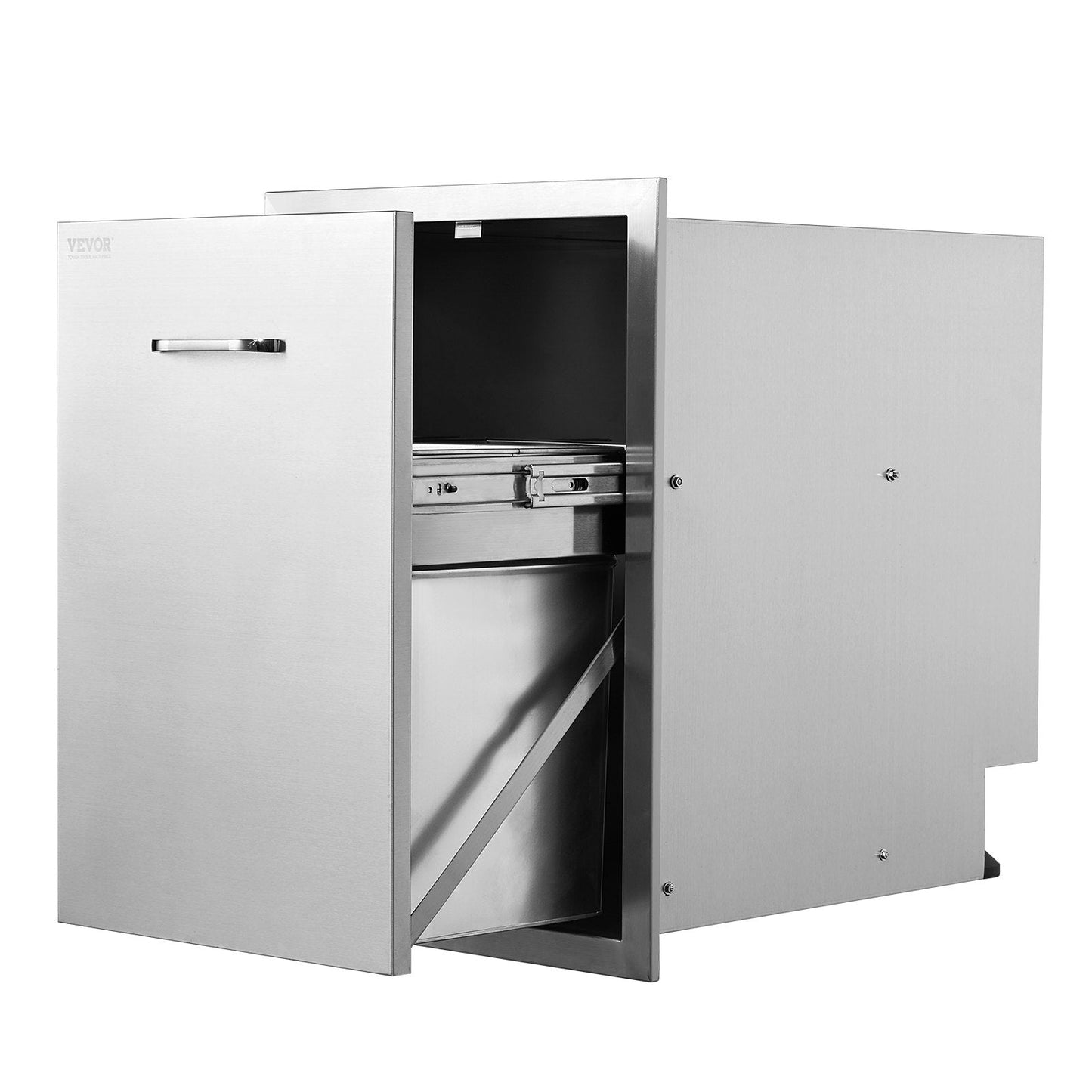 Stainless Steel Outdoor Trash Drawer with Pull-Out Tray, 0.45x0.58 Meter