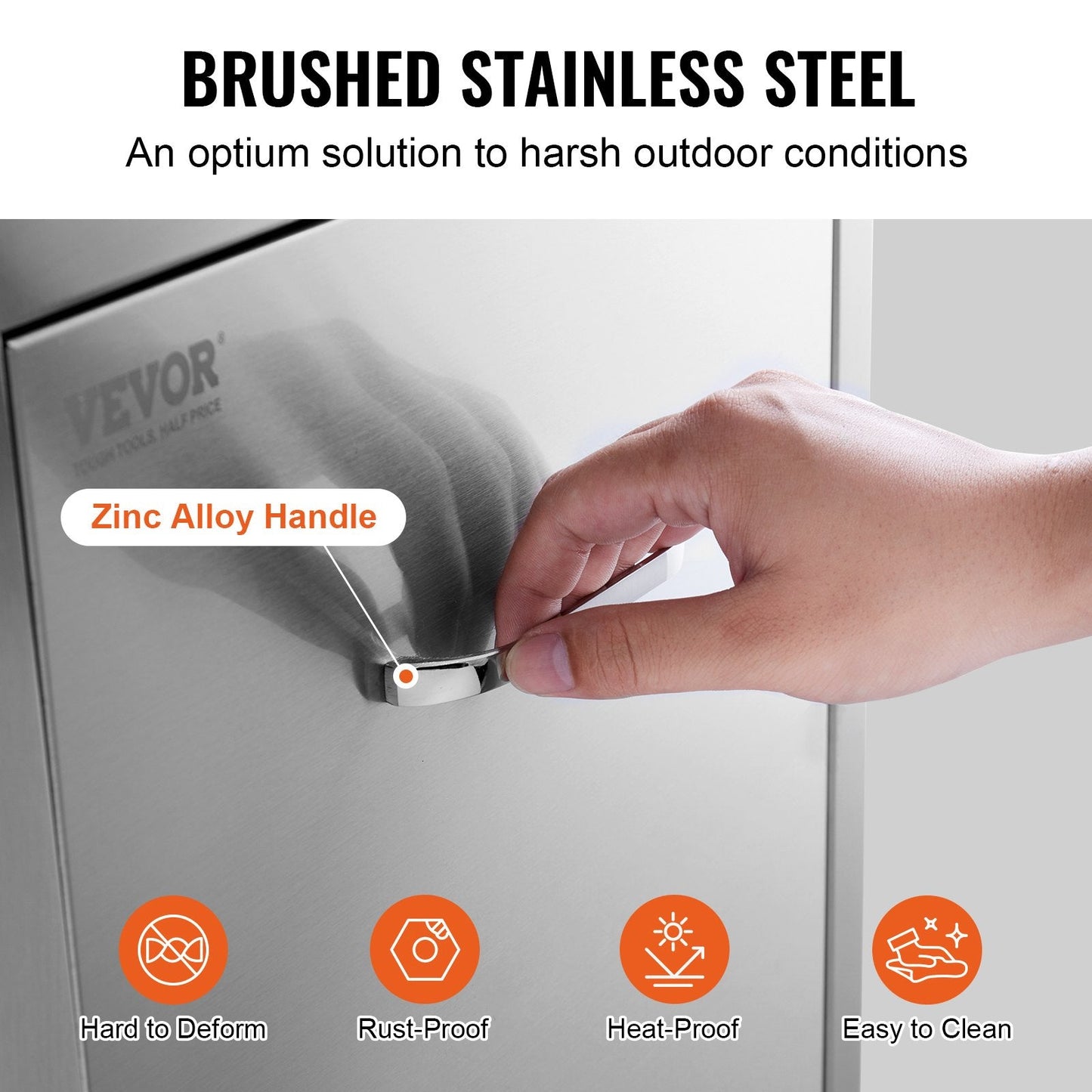 Stainless Steel Outdoor Pull-Out Trash Bin Drawer with Smooth Sliding Rails