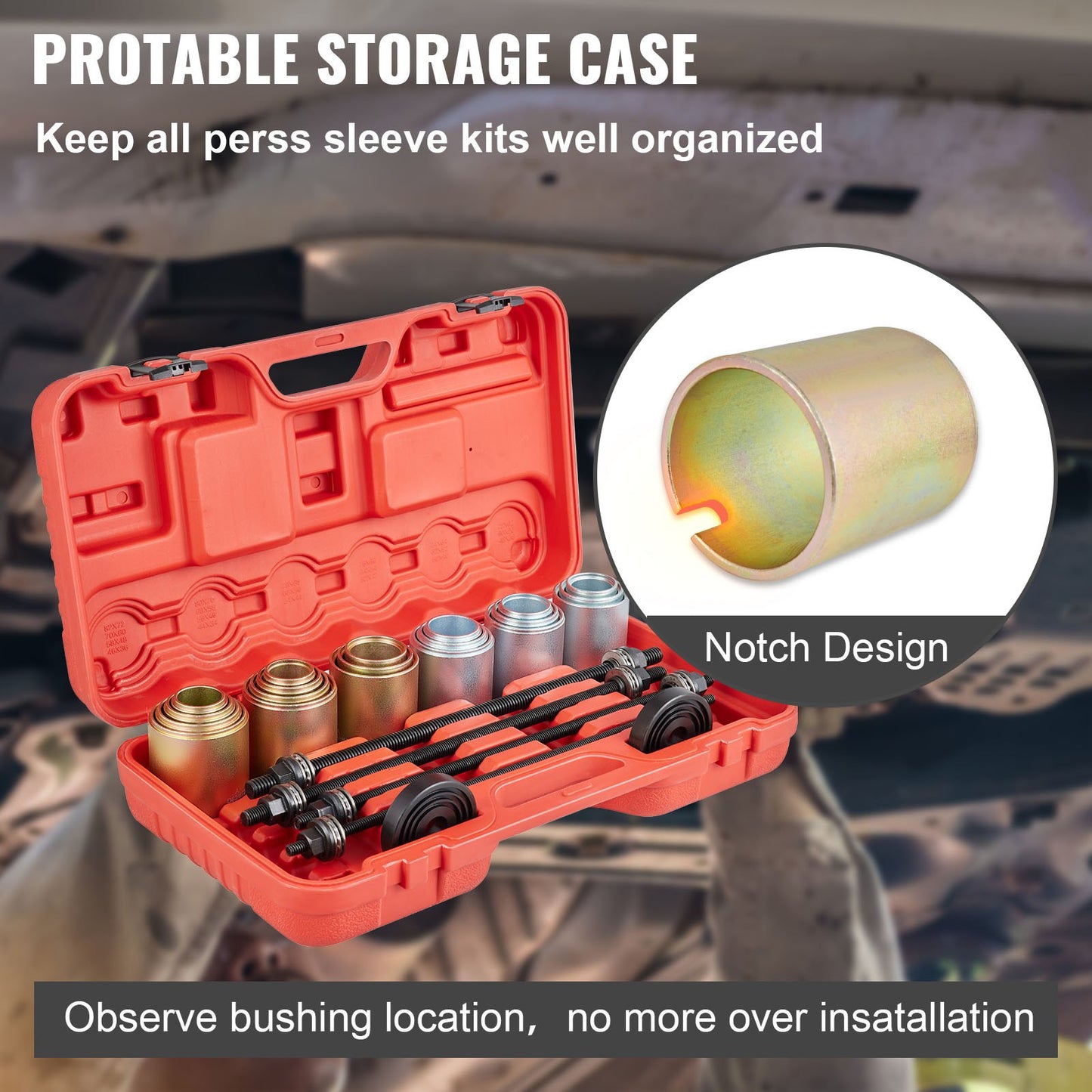 VEVOR 26 PCS Pull and Press Sleeve Kit, 45# Steel Removal Installation Bushes Bearings