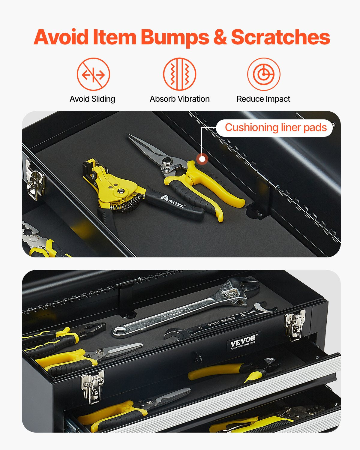 VEVOR Tool Box 520 mm Portable Metal Tool Box with 4 Drawers Tool Organizer