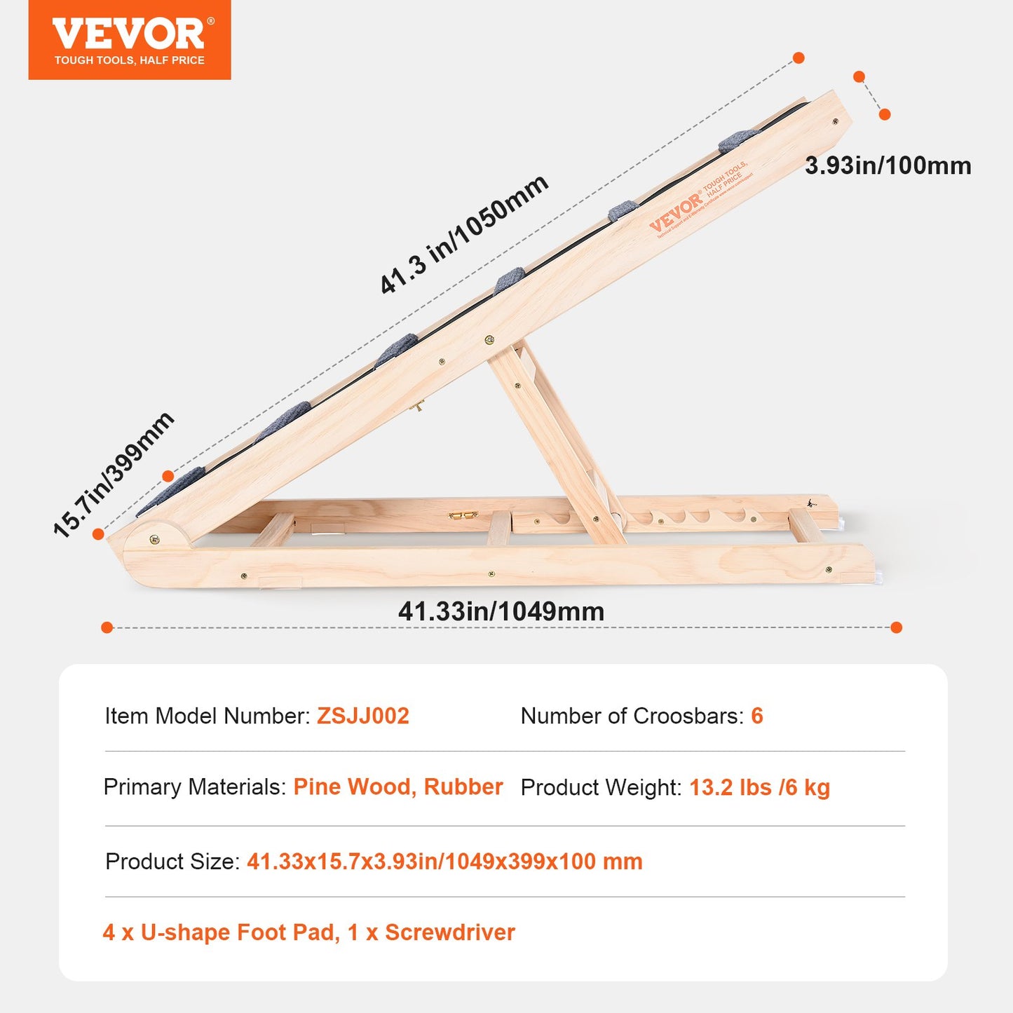 VEVOR Dog Ramp, Folding Pet Ramp for Bed, Adjustable Dog Ramp for Small, Large,