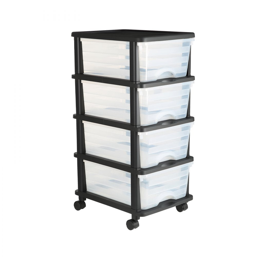 Plastic Storage Drawers Cart 4 Drawers Rolling Storage Organizer w/ Wheels