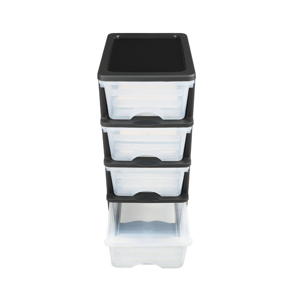 Plastic Storage Drawers Cart 4 Drawers Rolling Storage Organizer w/ Wheels