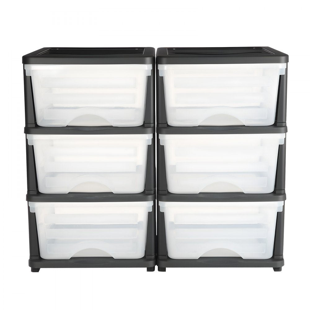 2 Pack Plastic Storage Drawers Storage Dresser Organizer Bins 6 Drawers