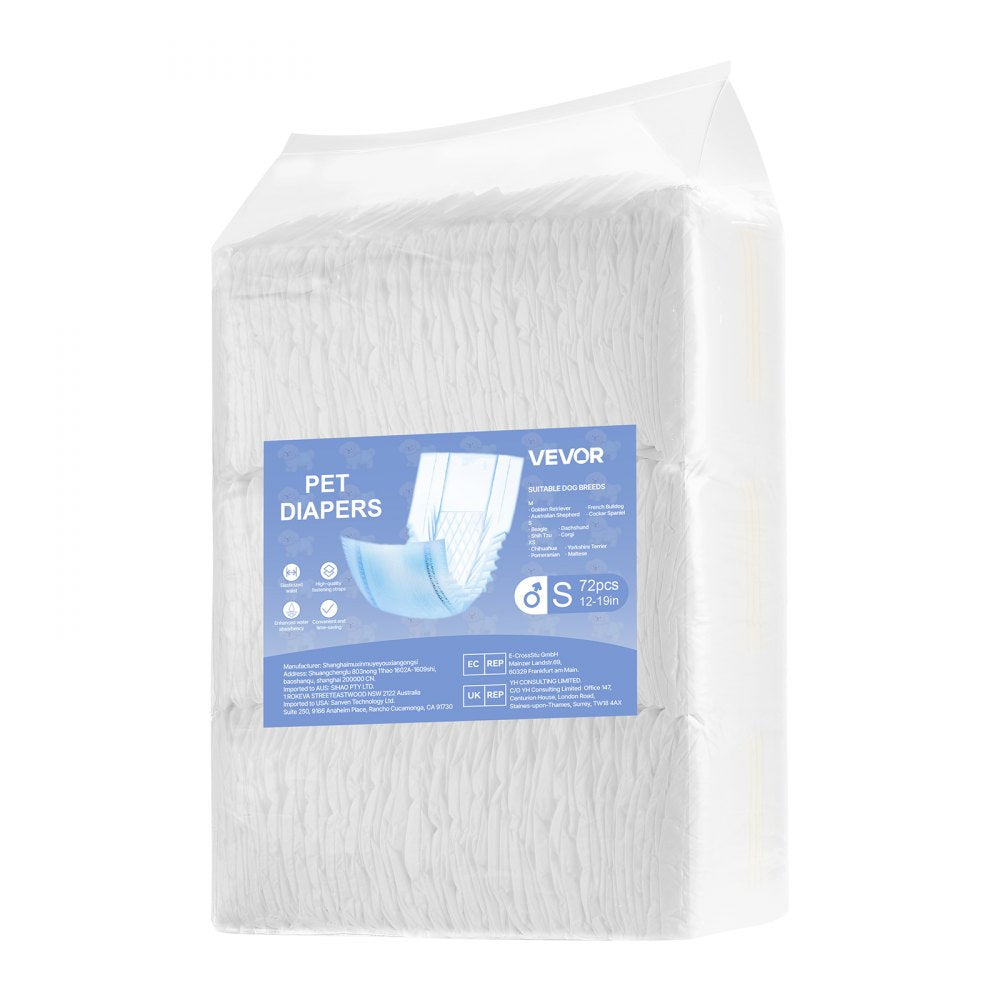 VEVOR Disposable Male Dog Diapers Super Absorbent Male Dog Wraps S 144 Count