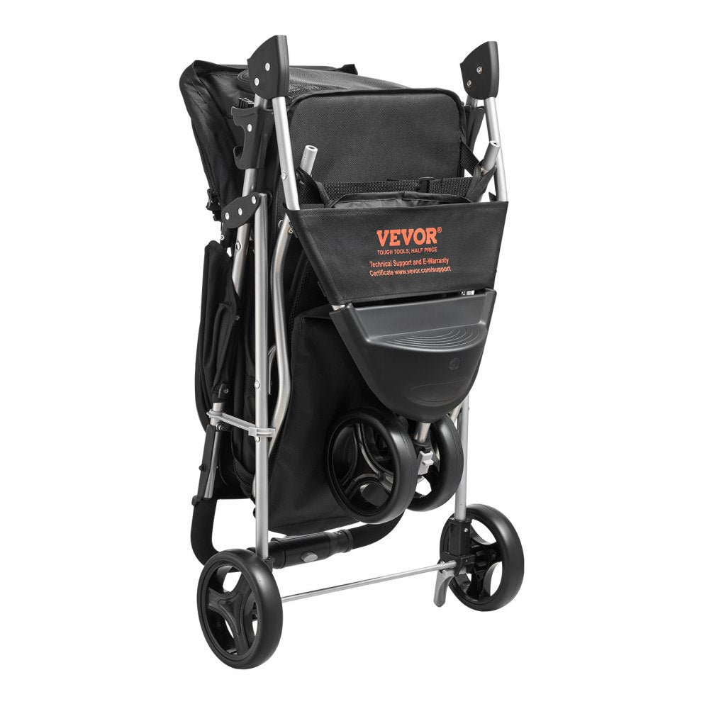 VEVOR Pet Stroller Foldable 3 Wheels Travel Dog Stroller with Brake up to 35lbs