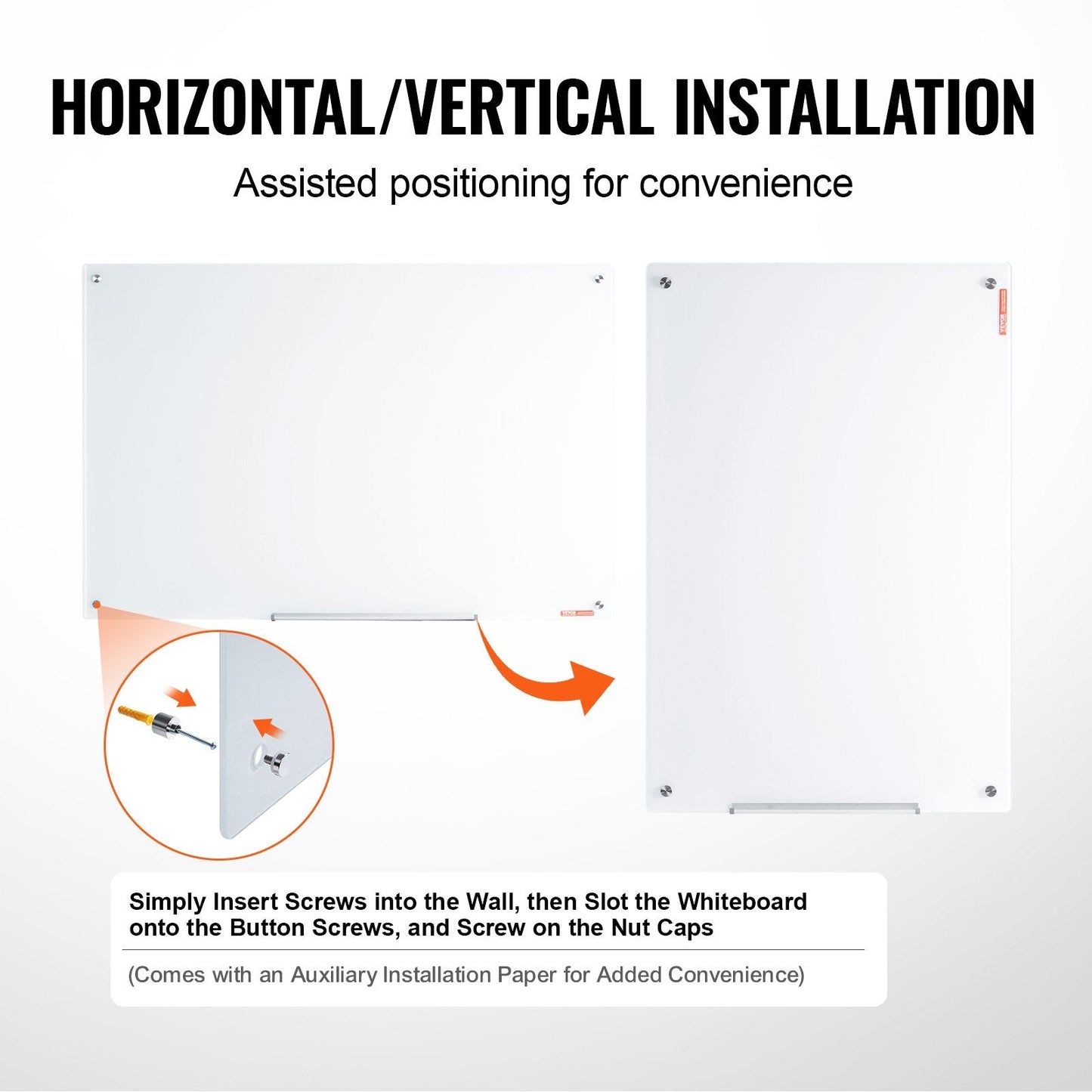 Magnetic Glass Dry Erase Board, 1.2x0.8m, Frameless with Accessories