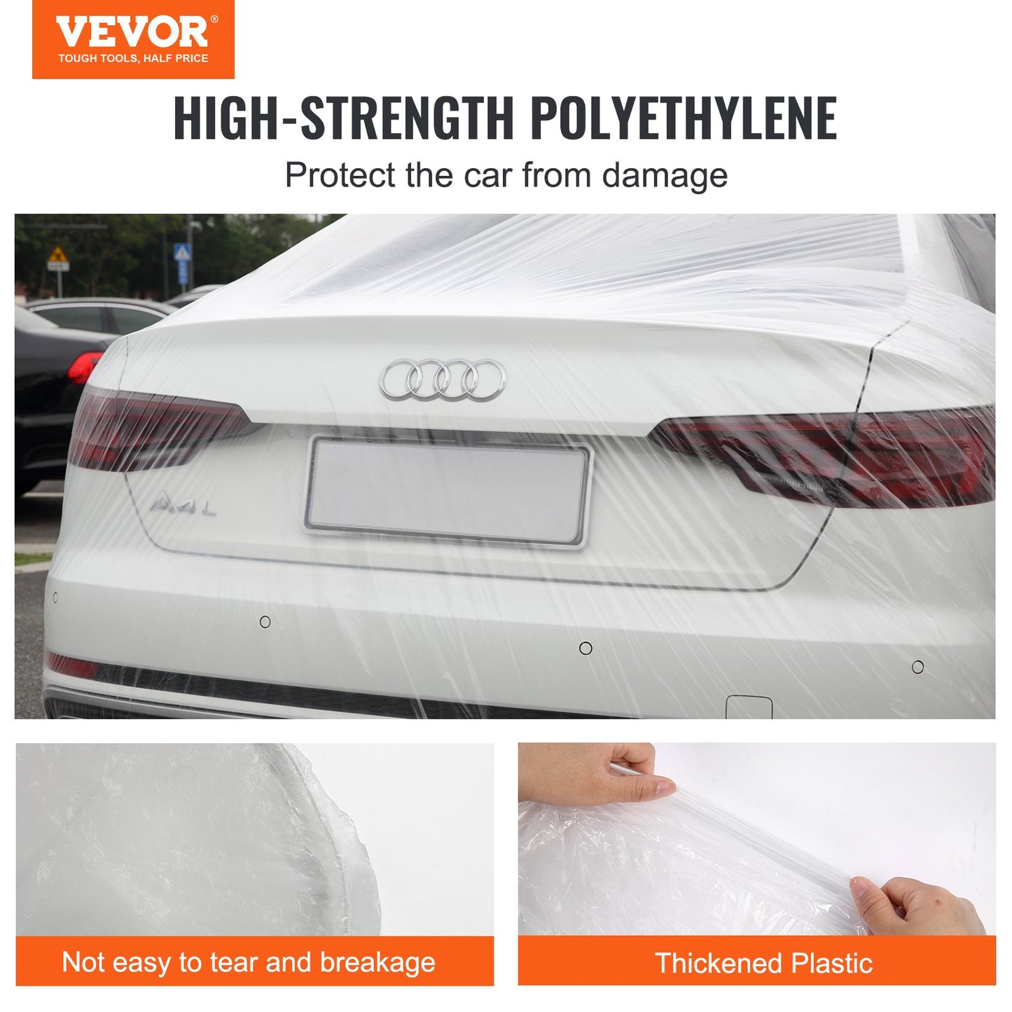 Vevor LOT 10pcs Clear Plastic Temporary Universal Disposable Car Cover 22' x 12'