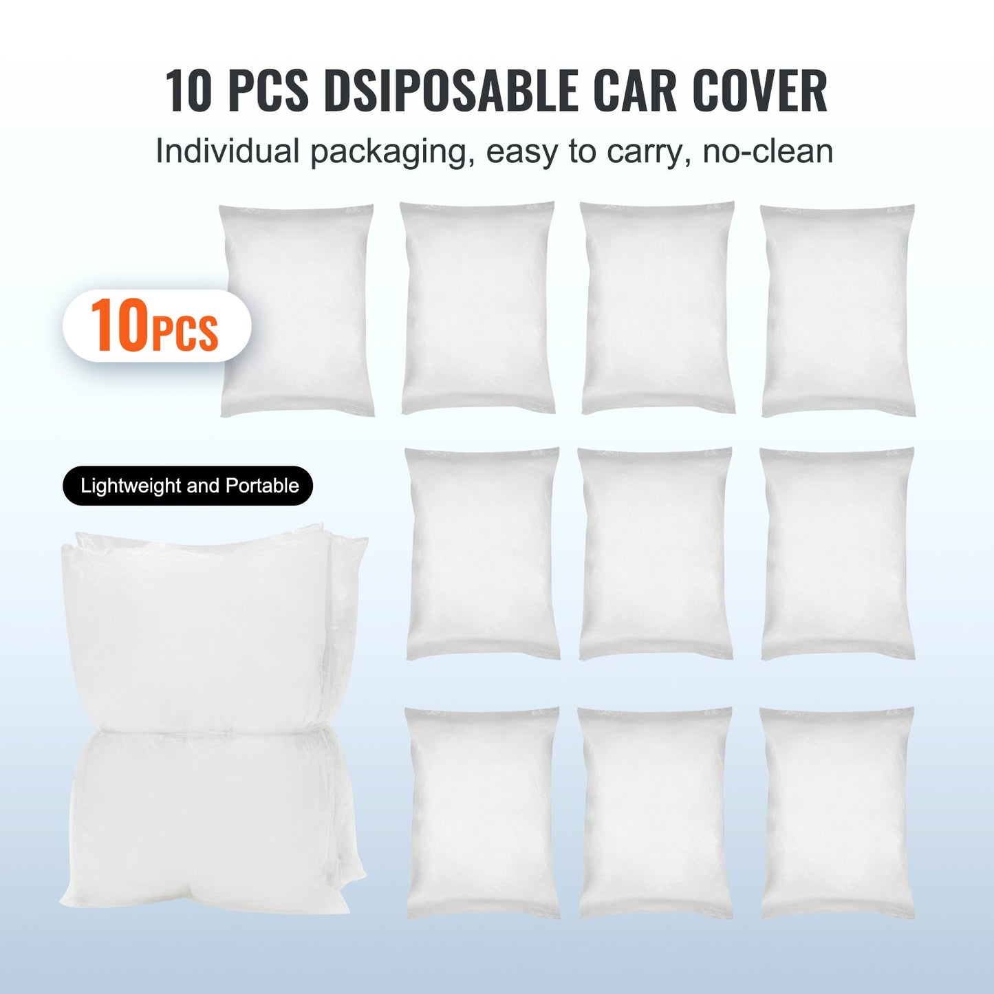 Vevor LOT 10pcs Clear Plastic Temporary Universal Disposable Car Cover 22' x 12'