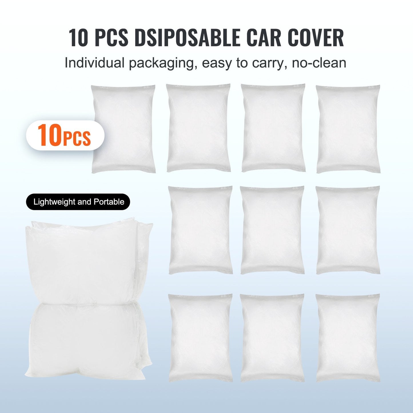 10-Pack Clear Plastic Universal Disposable Car Covers, 3.8 x 6.6 m, Easy Install