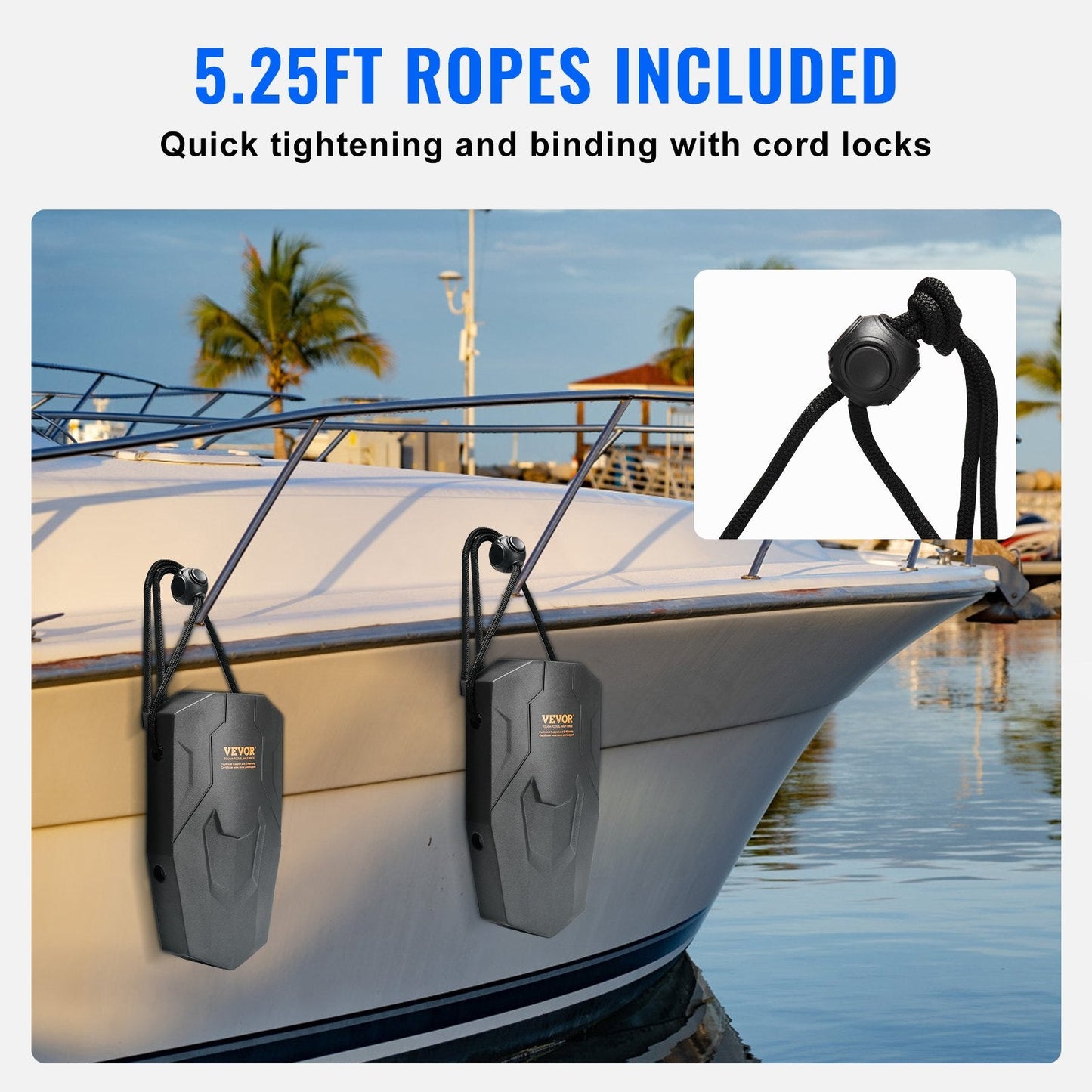 Marine EVA Boat Dock Bumpers, 0.22m x 0.41m, with Ropes and Storage Bag