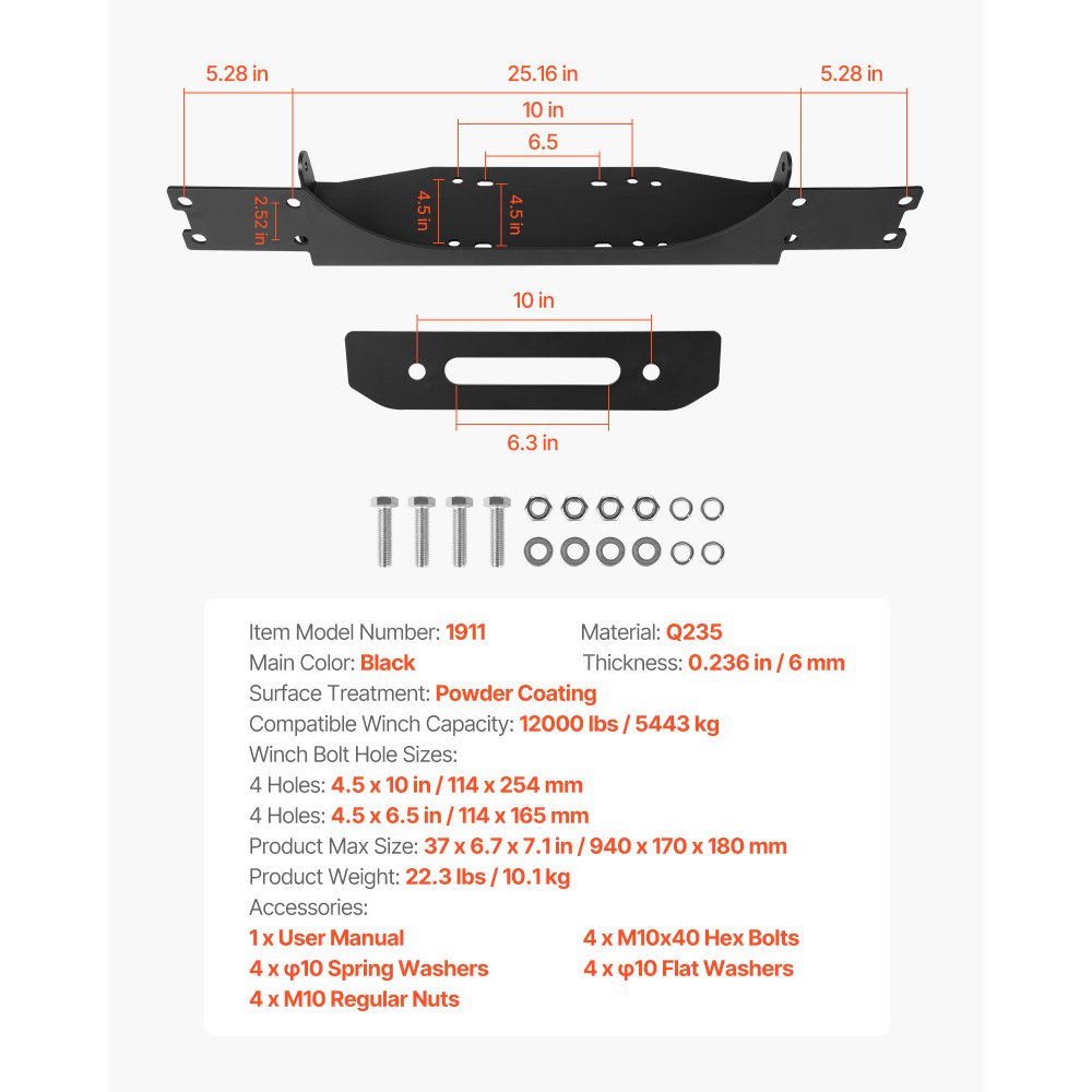 Trailer Hitch Winch Mount for Jeep Wrangler JL/JLU Model (2018-2023)