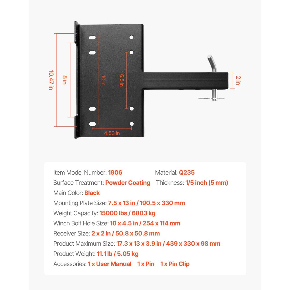 Winch Mount 6803 kg Trailer Hitch Winch Mount with 50.8 mm Receiver