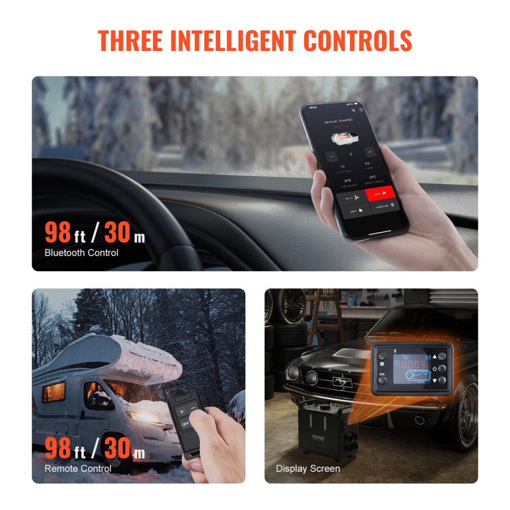 VEVOR Diesel Air Heater Diesel Heater 12V/24V 8KW Bluetooth APP Control Vehicles