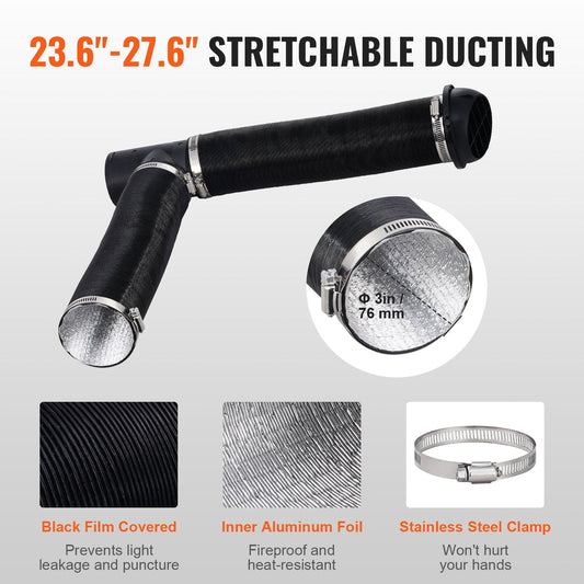 Diesel Heater Ducting Kit: 0.76m Air Hose & 0.6m Exhaust Pipe for Parking Heaters