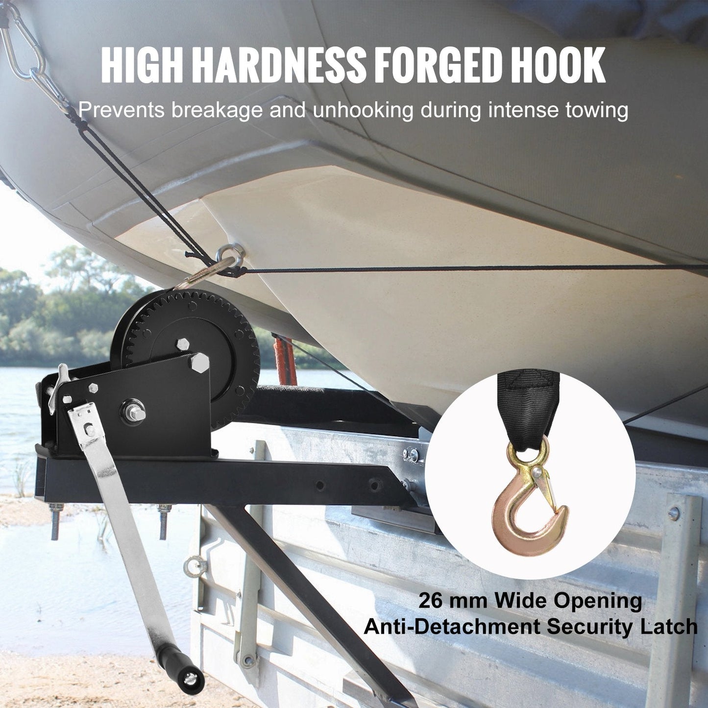 Heavy Duty Hand Winch with 1587.5 kg Capacity and 10 m Polyester Strap