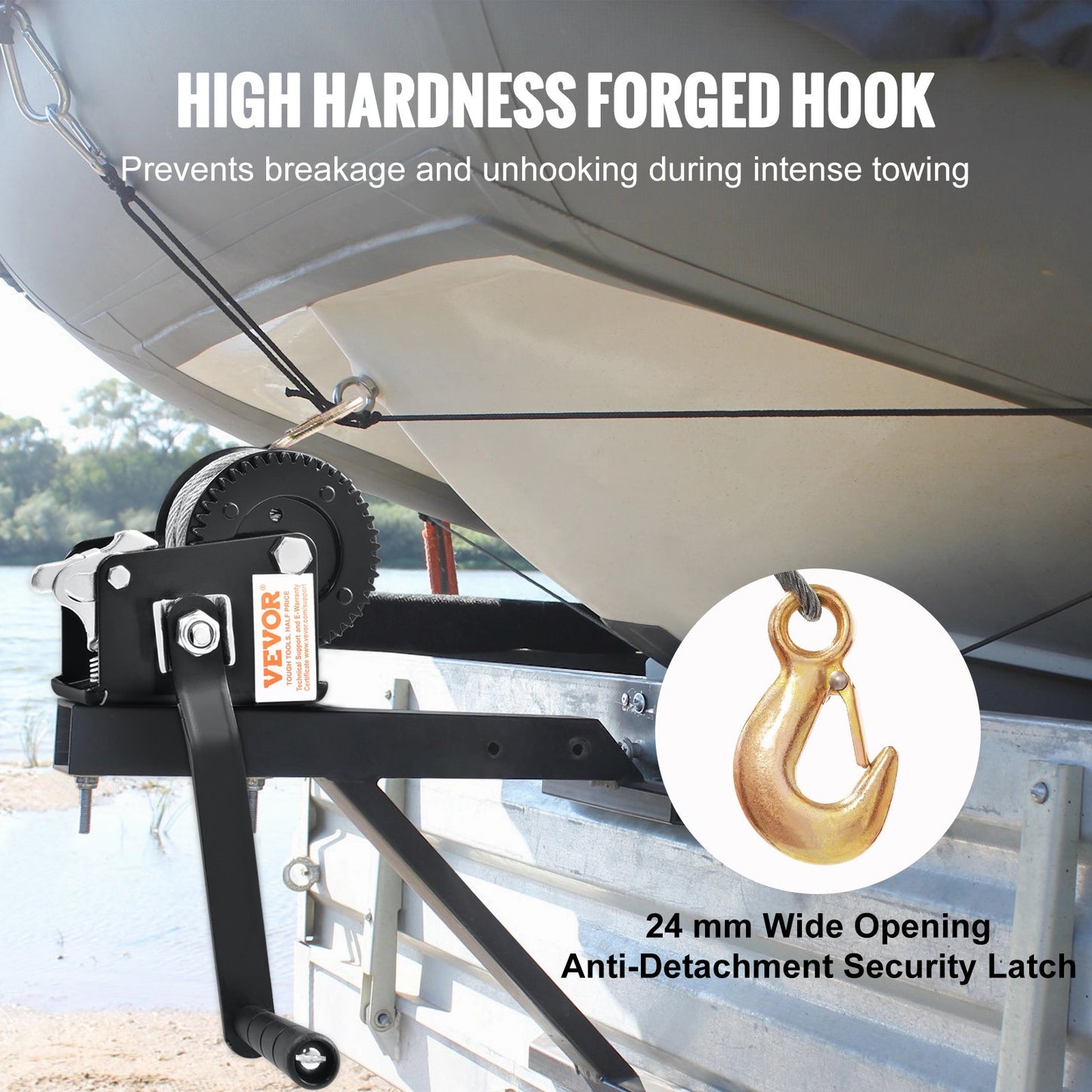 VEVOR Hand Winch Heavy Duty Hand Crank 362.8 kg 10 m Steel Cable for Boat/ATV