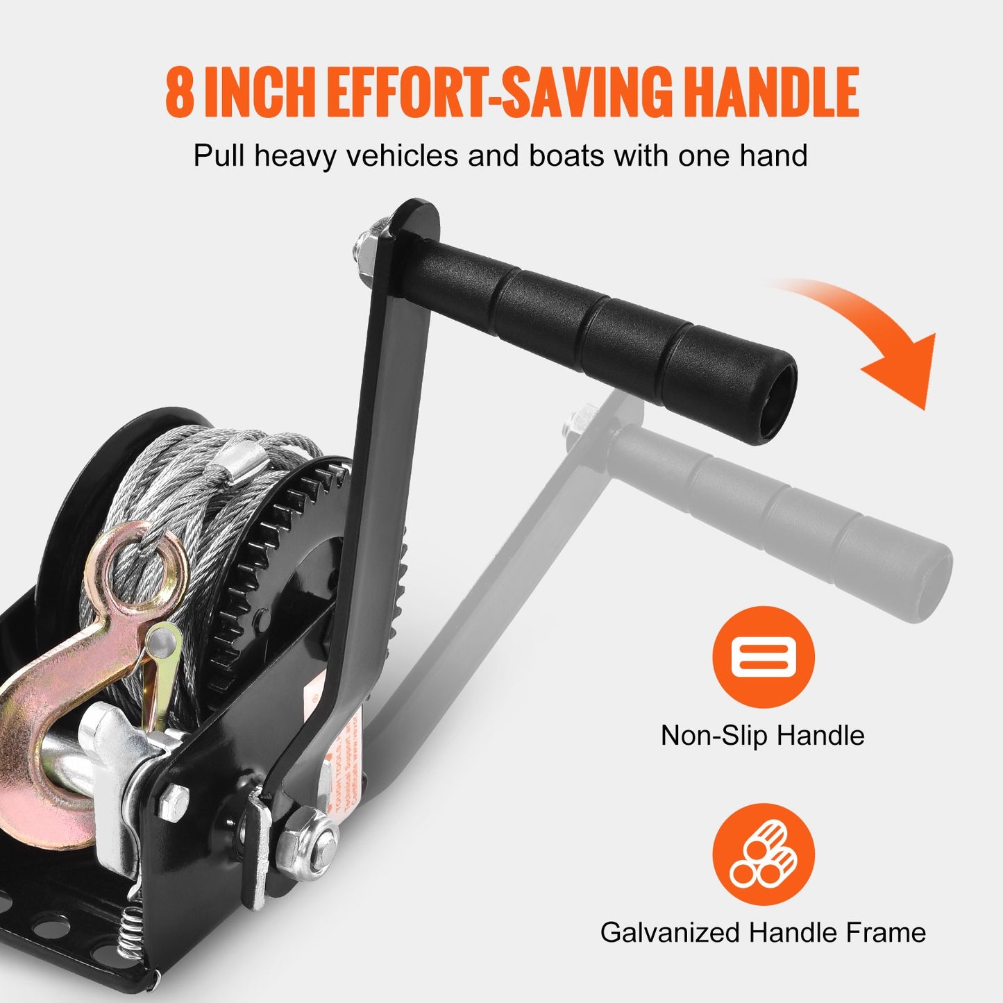 VEVOR Hand Winch Heavy Duty Hand Crank 362.8 kg 10 m Steel Cable for Boat/ATV