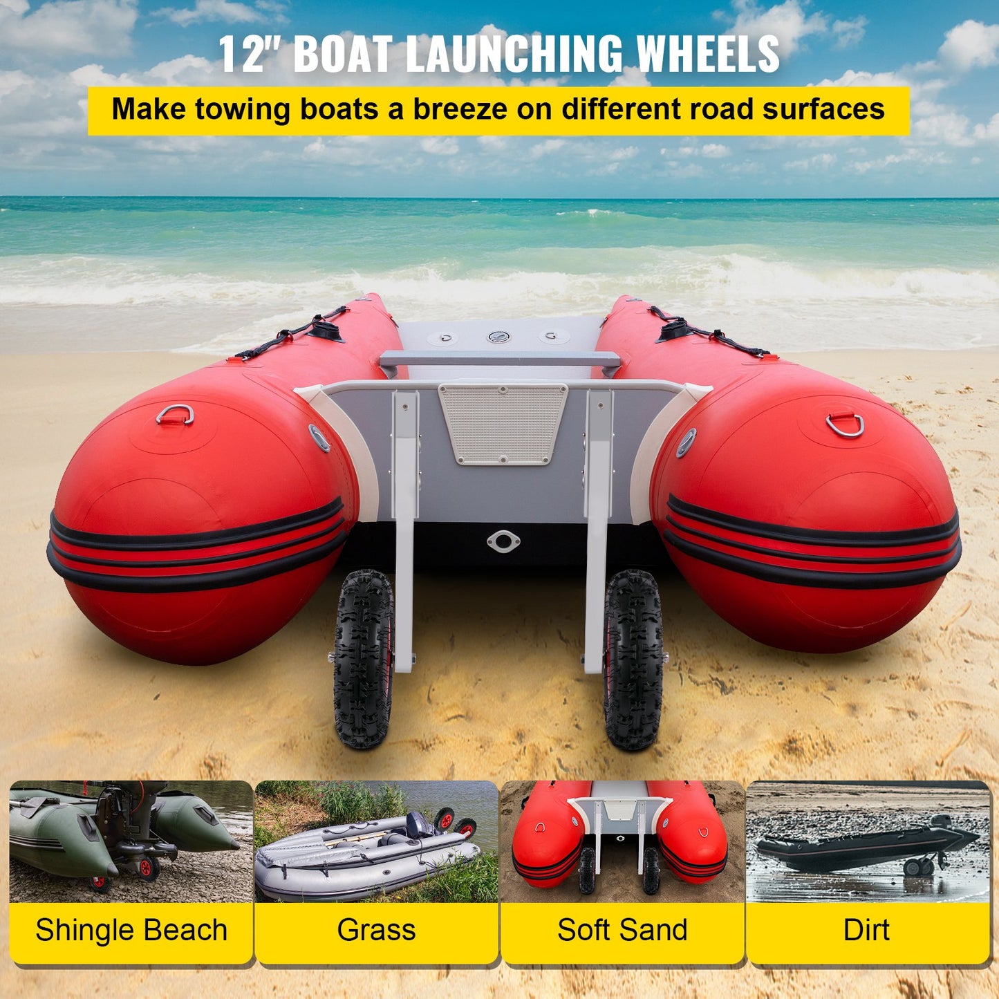 VEVOR Boat Transom Launching Wheel Inflatable Boat Launch Wheels 12" 600 LBS