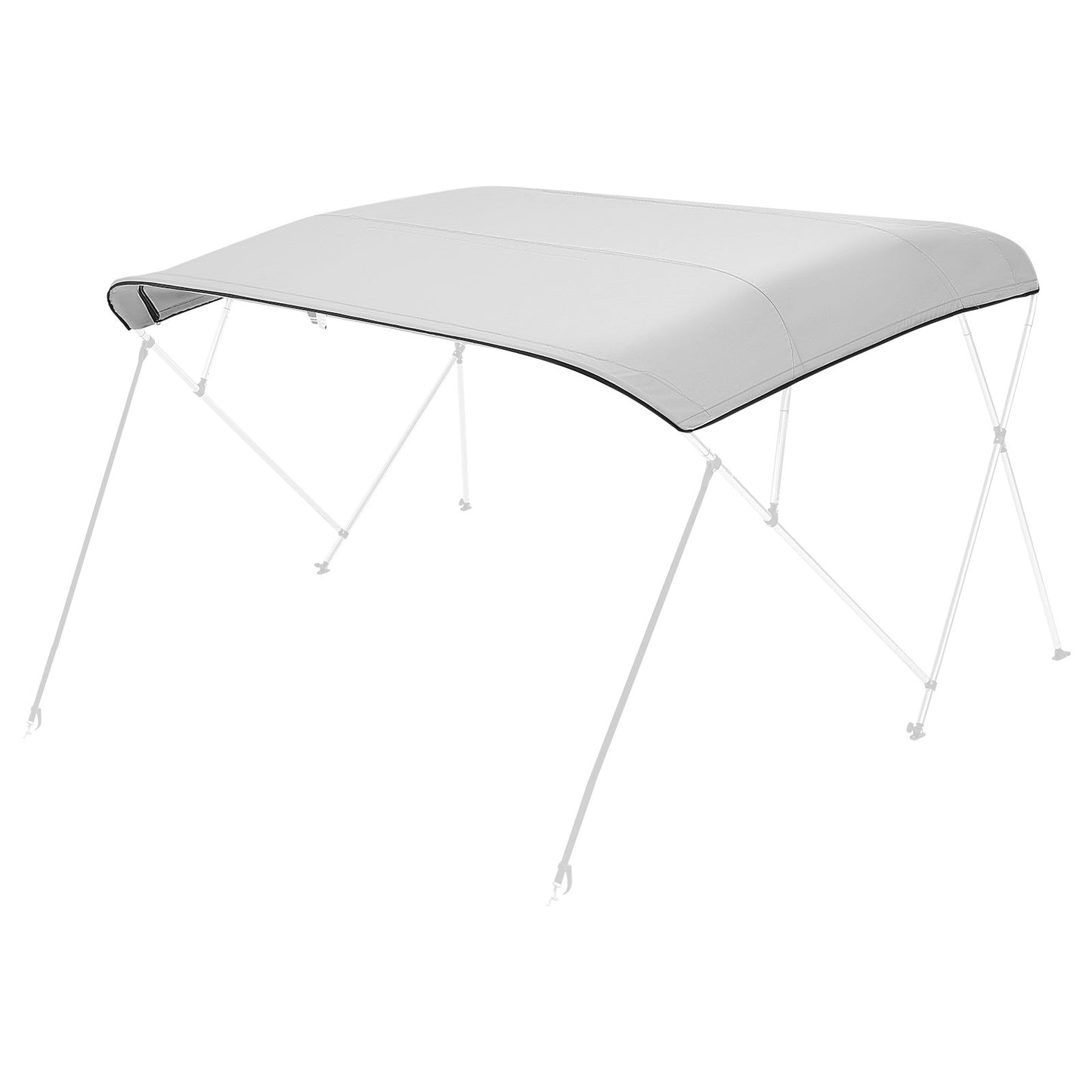 4 Bow Bimini Top Replacement Cover, 2440 mm Long, Durable 600D Marine Grade Waterproof Sun Shade Boat Canopy with Storage Boot, Easy Install Zipper Sleeve Awning, 2464-2616 mm W, Gray (No Frame)