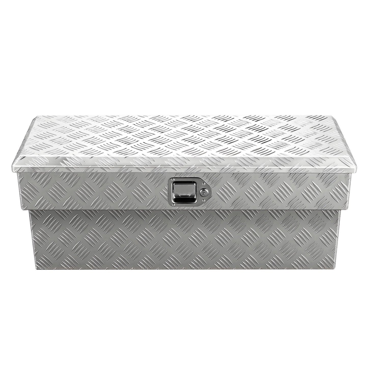Truck Bed Tool Box, Heavy Duty Aluminum Tool Box with Tread Patterns, Storage Toolbox Chest Organizer with Lock and Key, Ideal for Pickup, Truck Bed, RV, Trailer, 864 x 305 x 390 mm, Silver